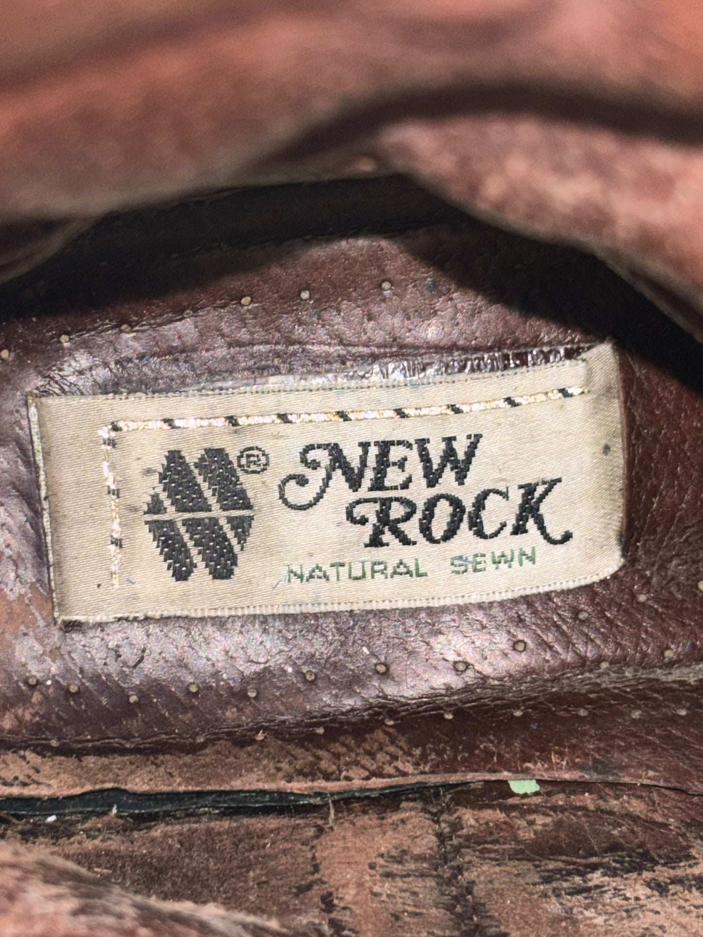 Vintage New Rock buckled raised-heel mid-calf leather boots