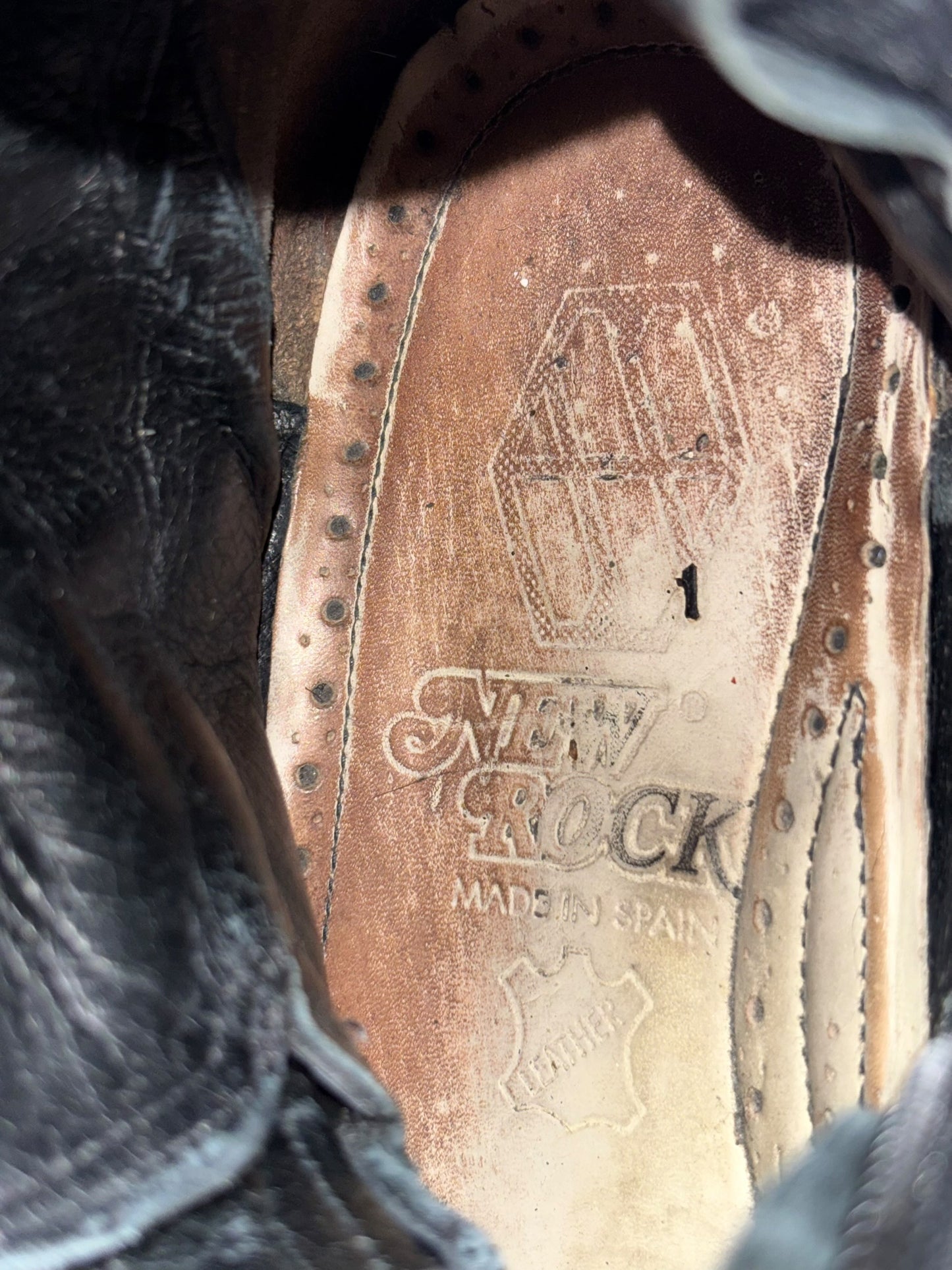 Vintage New Rock studded platform leather boots