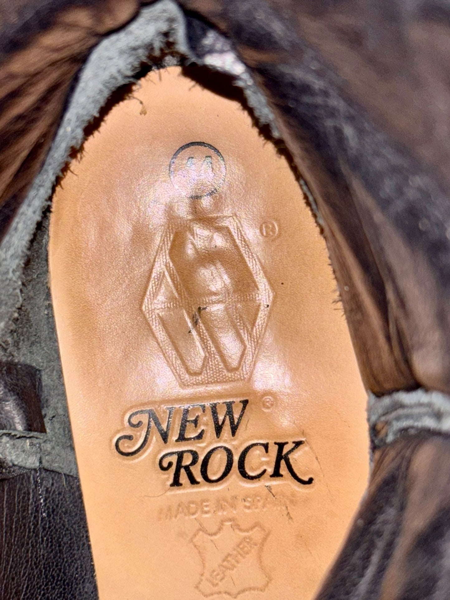 Beautiful vintage New Rock black leather cowboy boots size 44