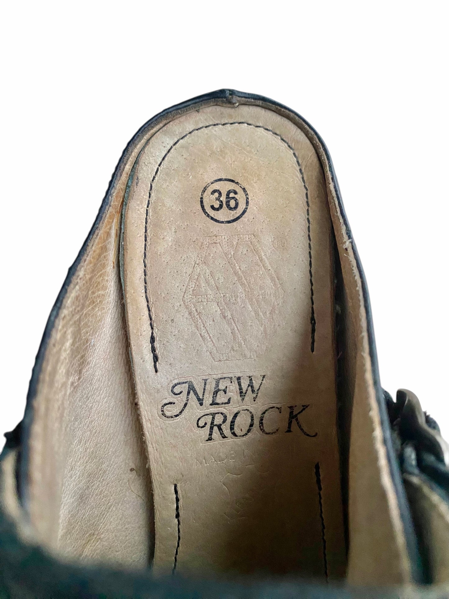 Vintage New Rock white flame pointy heels size 36