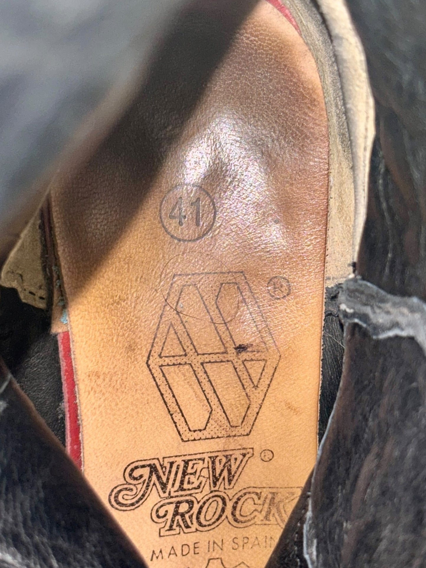 Beautiful vintage New Rock grey flame leather cowboy boots size 41