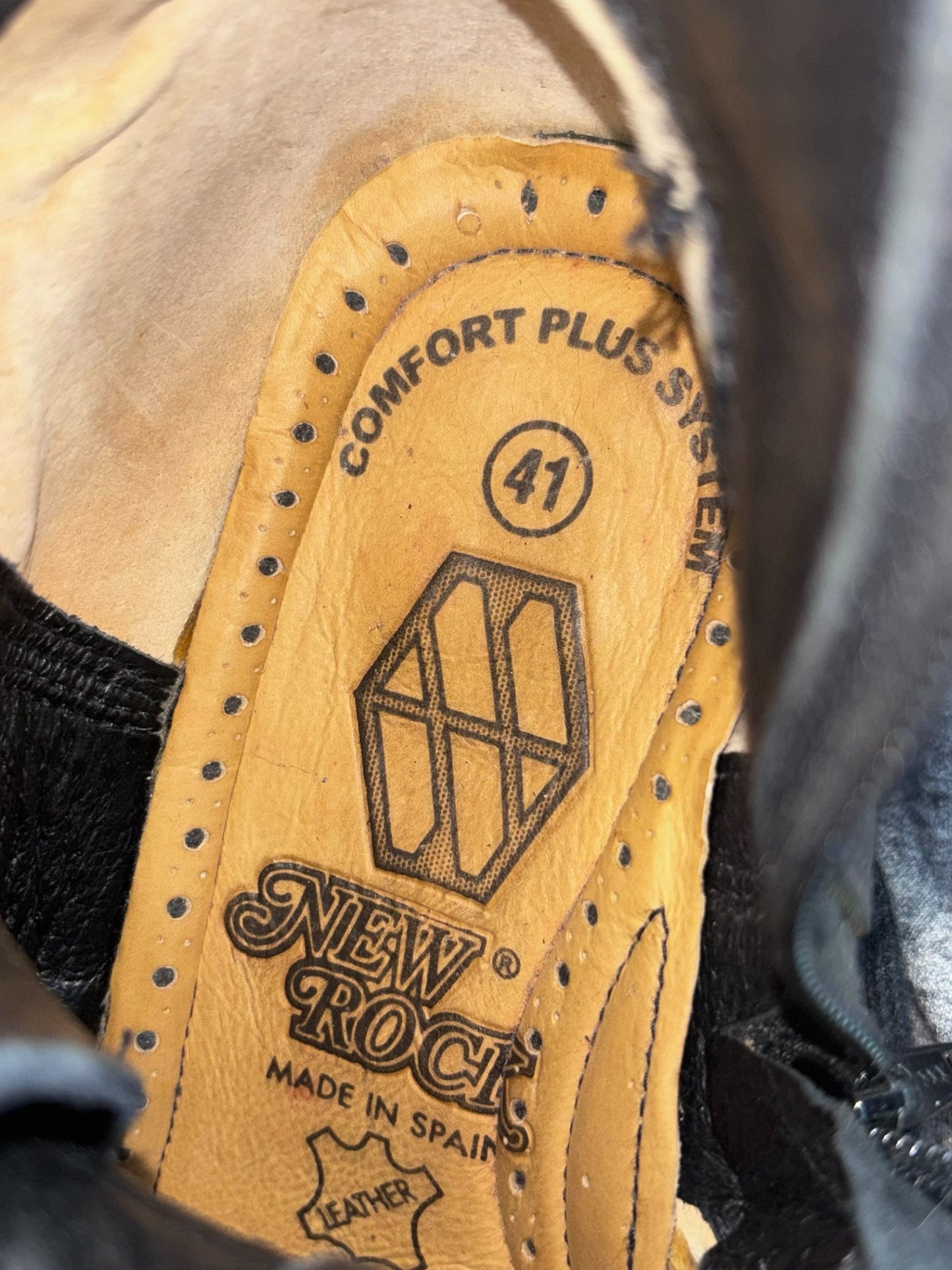 Vintage New Rock knee high leather cross boots size 41