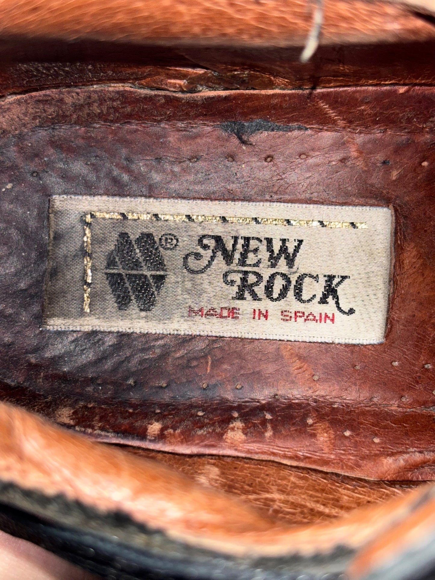 Vintage New Rock buckled raised-heel leather boots