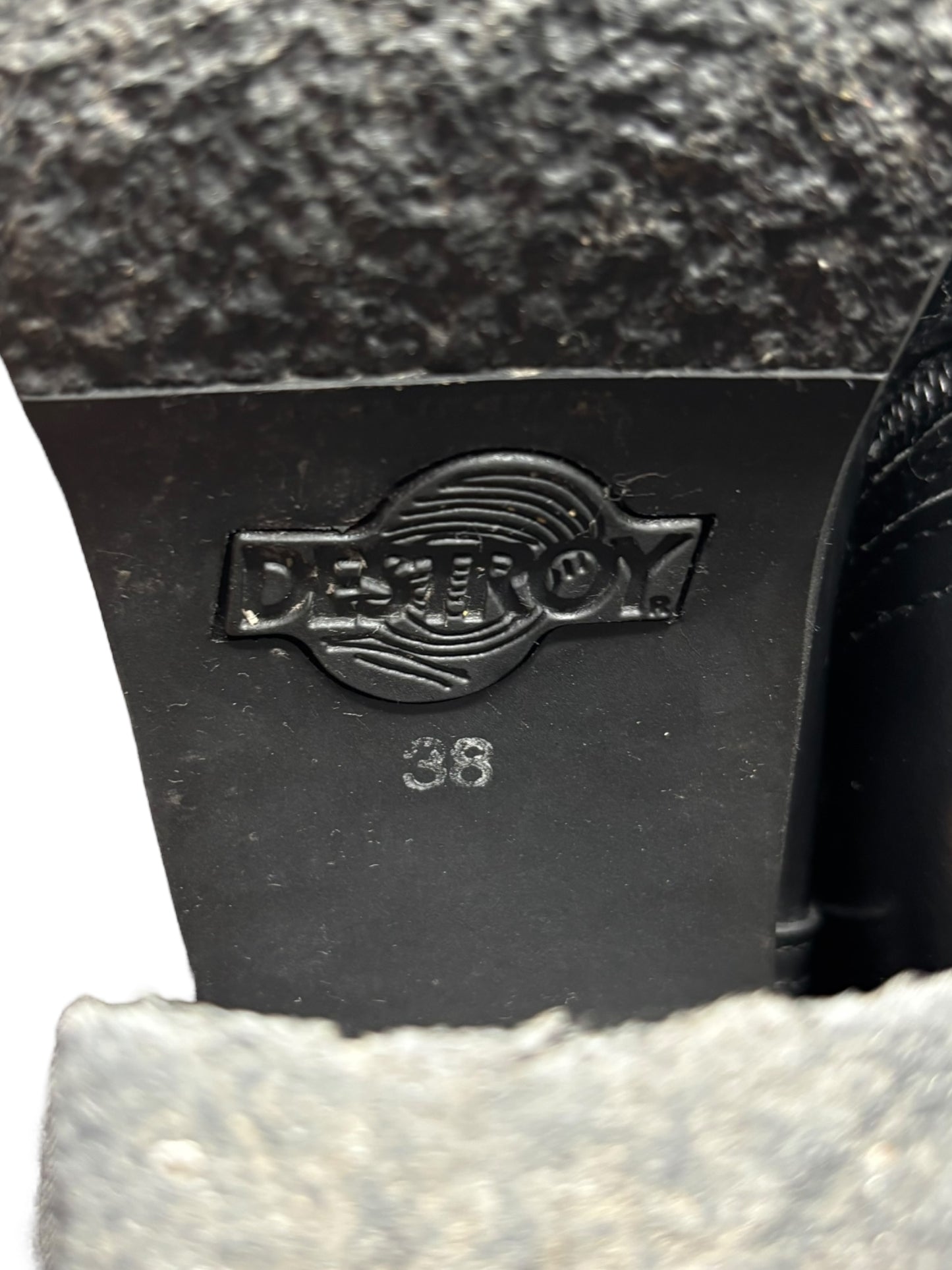 Vintage Destroy block platform knee high boots size 38