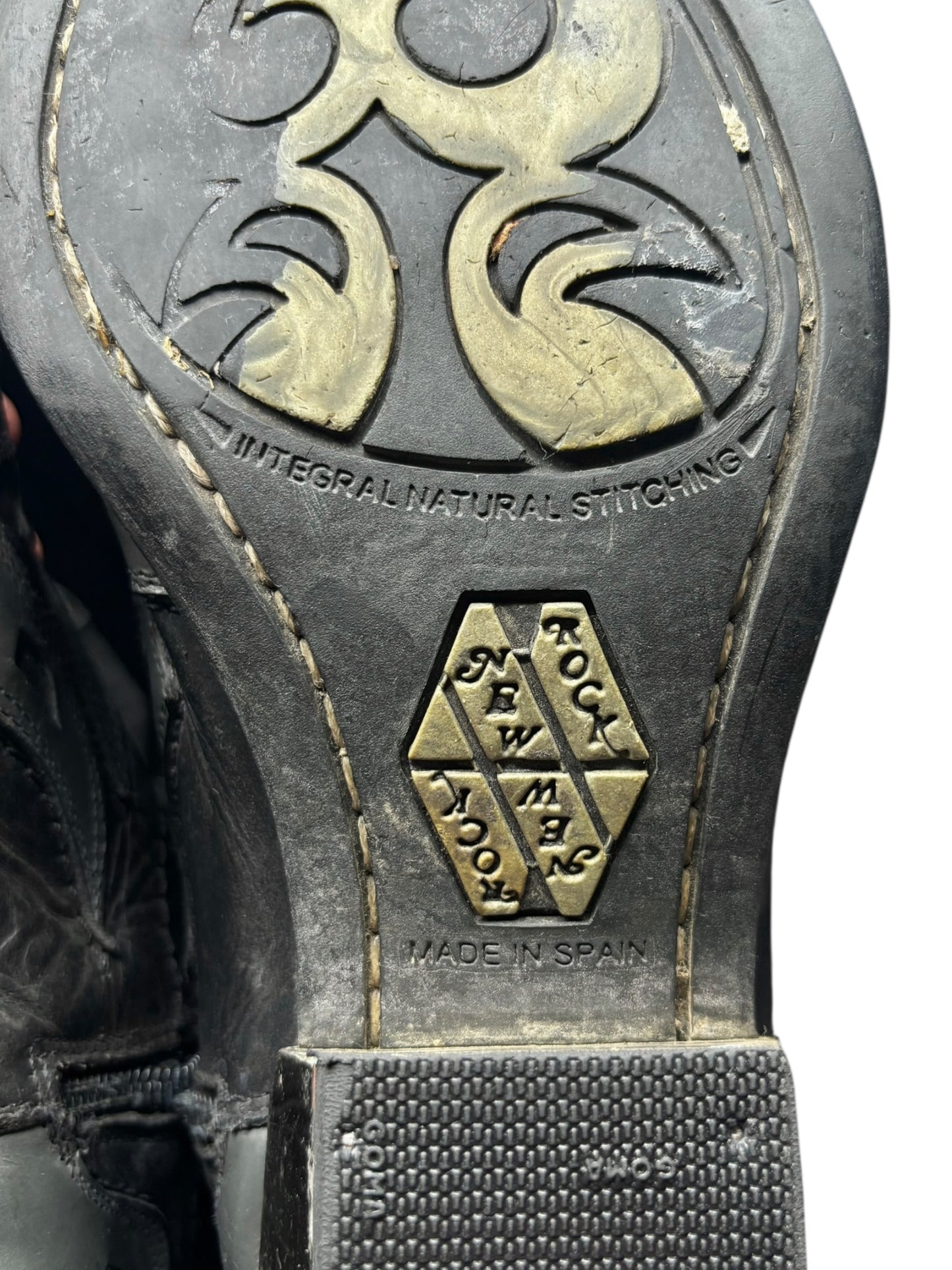 Beautiful vintage New Rock grey flame leather cowboy boots size 42