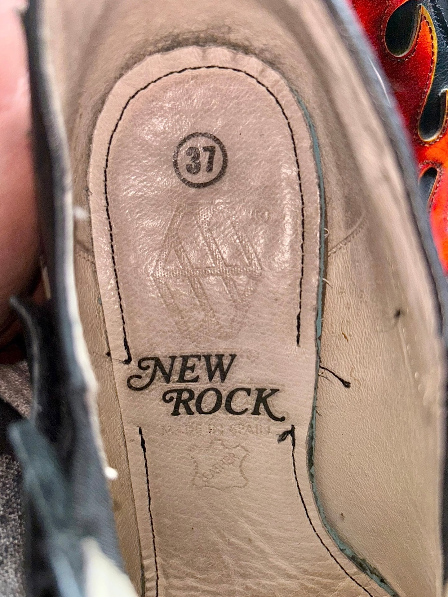 Vintage New Rock leather flame heels size 37