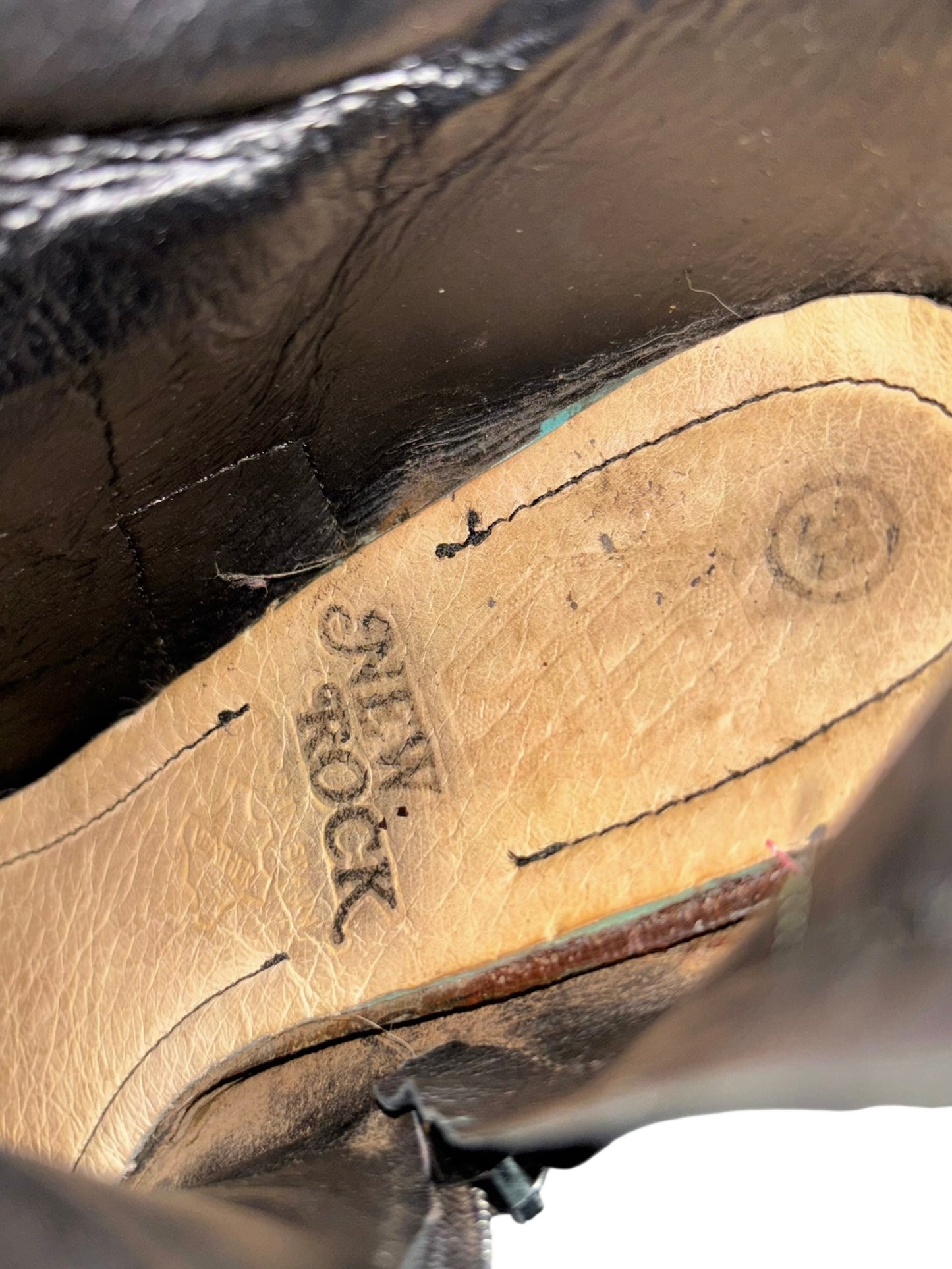 Vintage New Rock grey flame biker heels size 42