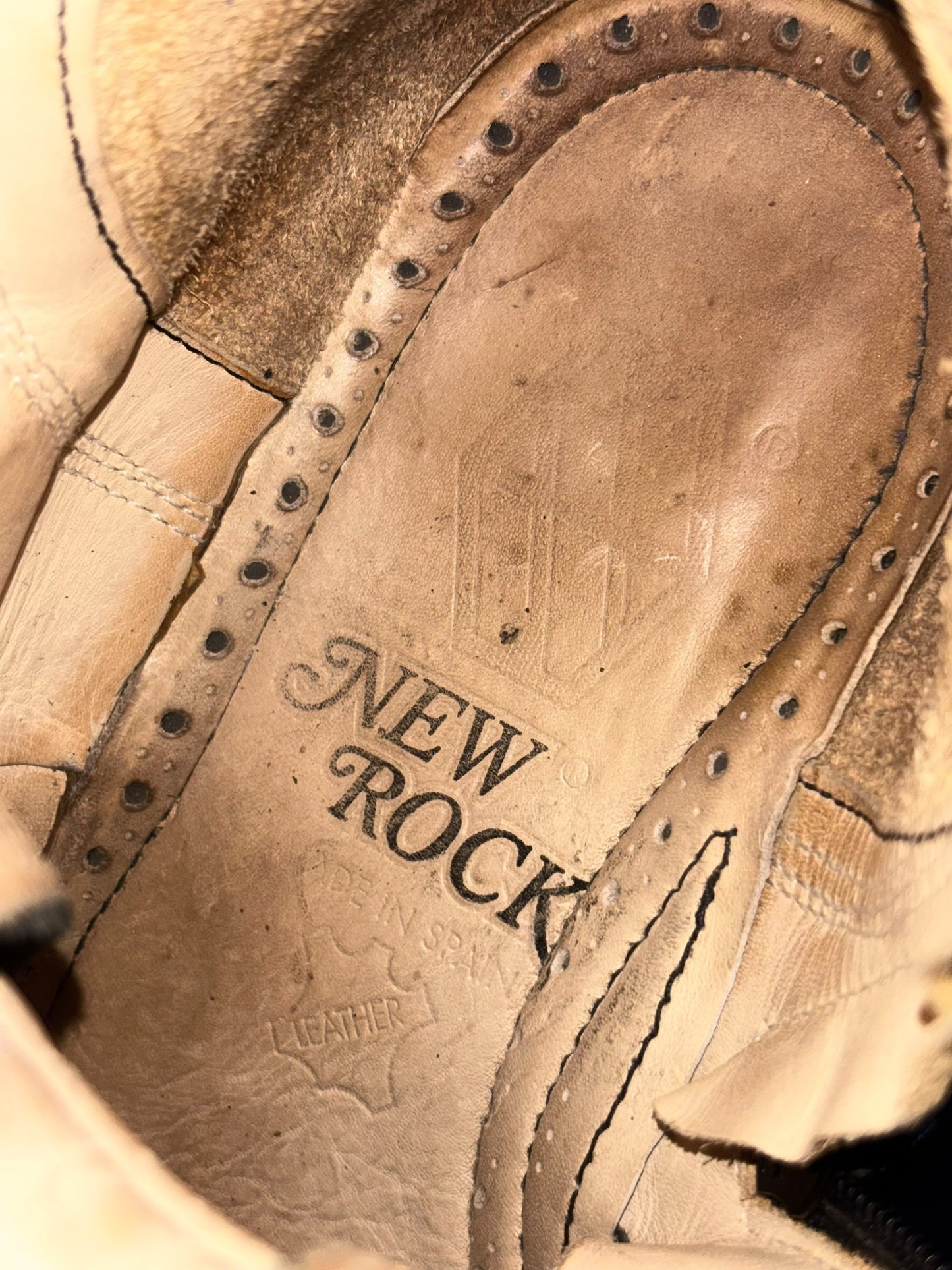 Vintage New Rock orange flame mid-calf reactor leather boots