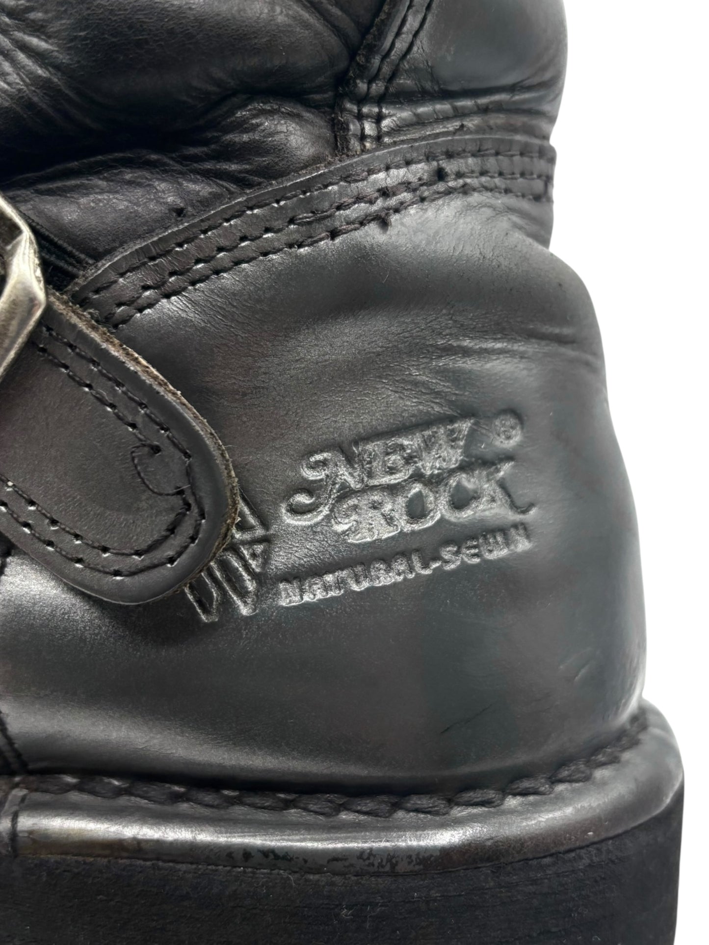 Vintage 90s New Rock mid-calf leather neptuno platform boots size 36