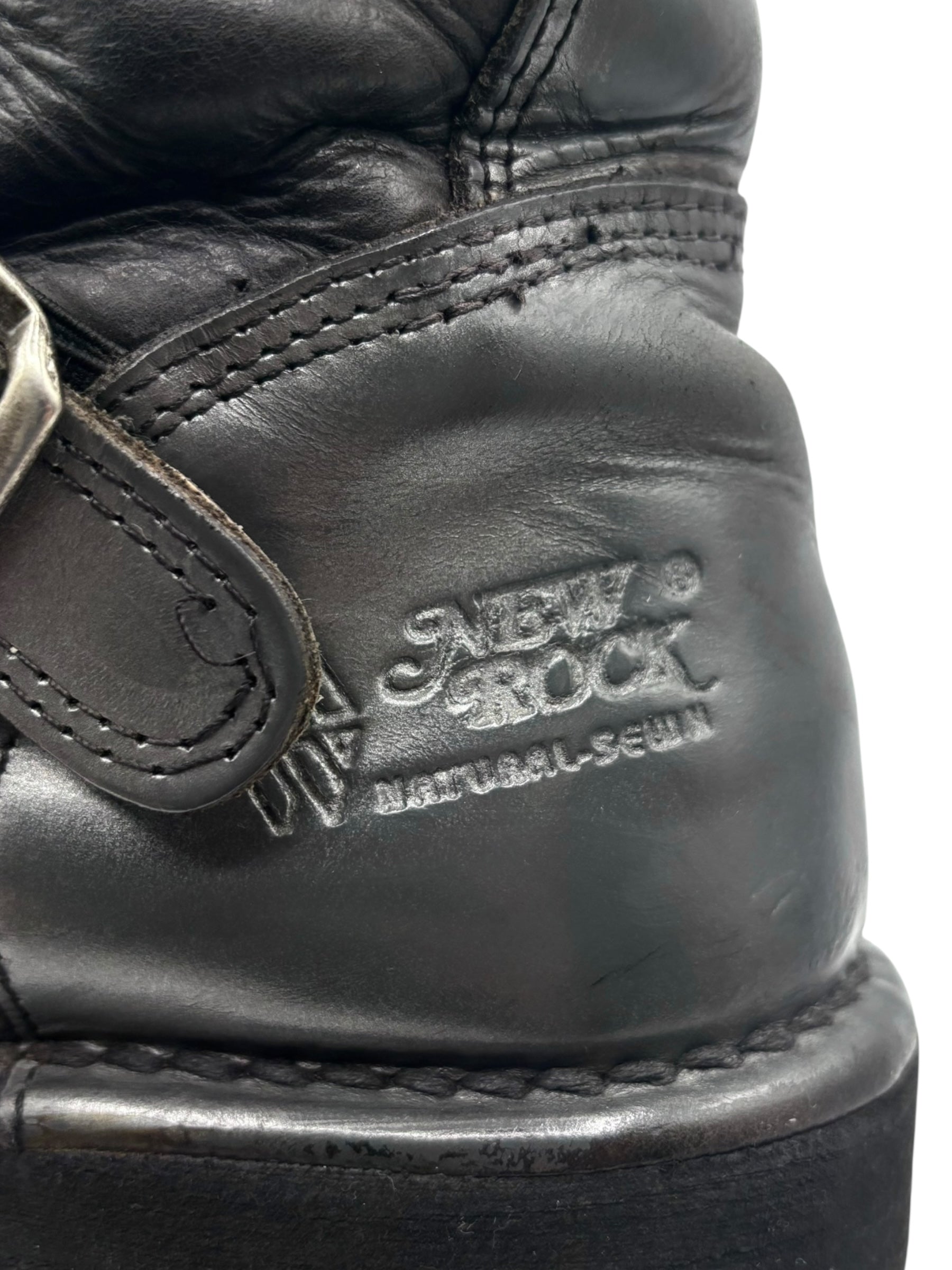 Vintage 90s New Rock mid-calf leather neptuno platform boots size 36