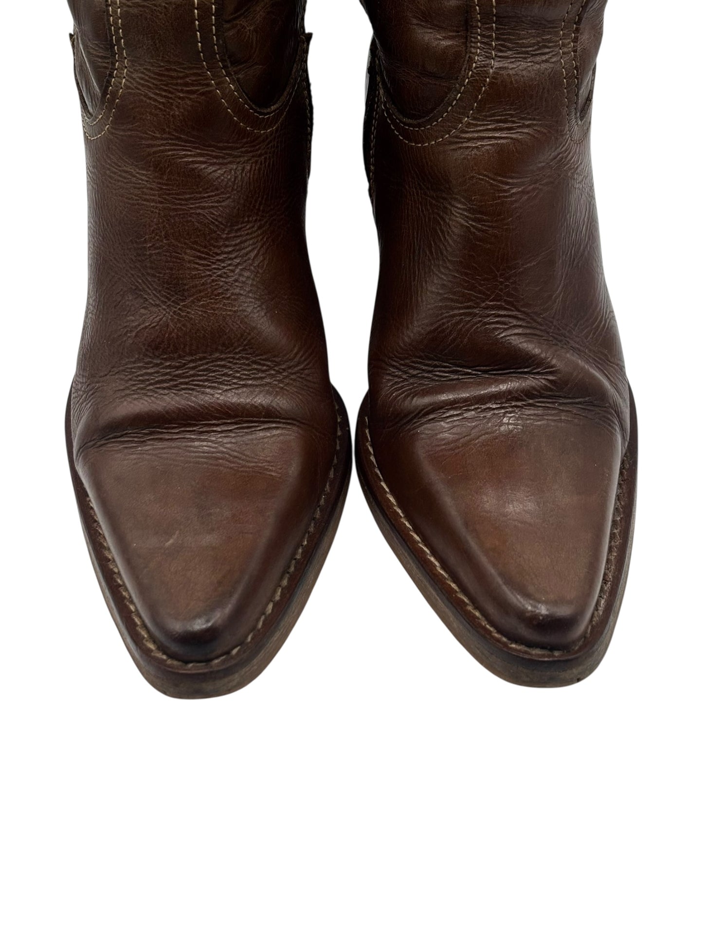 Vintage Destroy brown pointy leather boots size 36