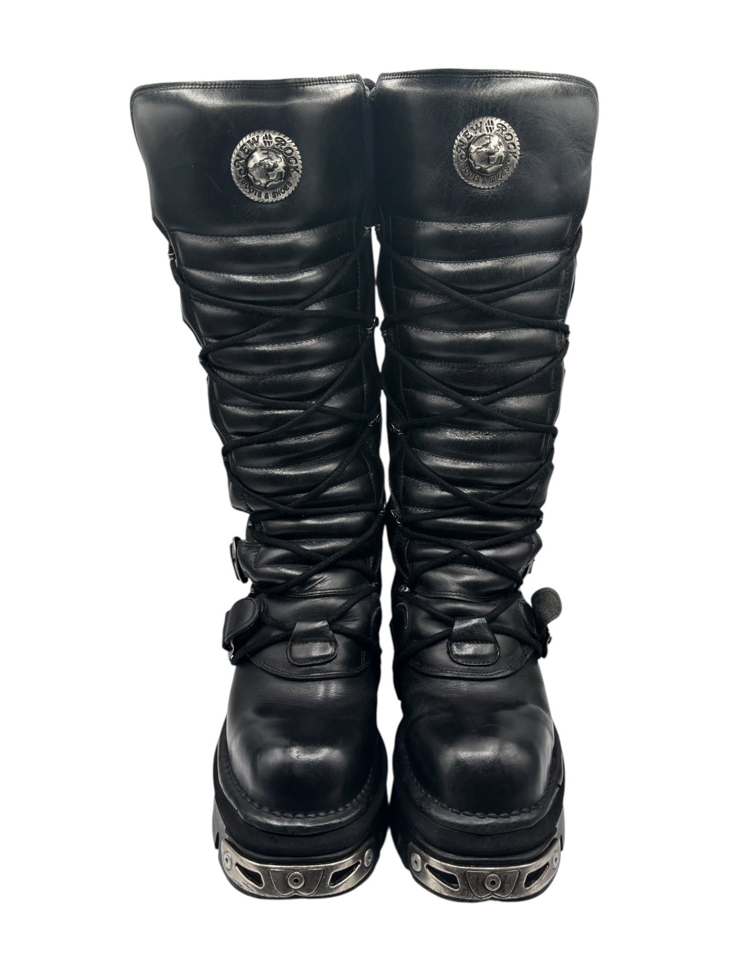 Vintage New Rock knee high reactor leather boots size 42