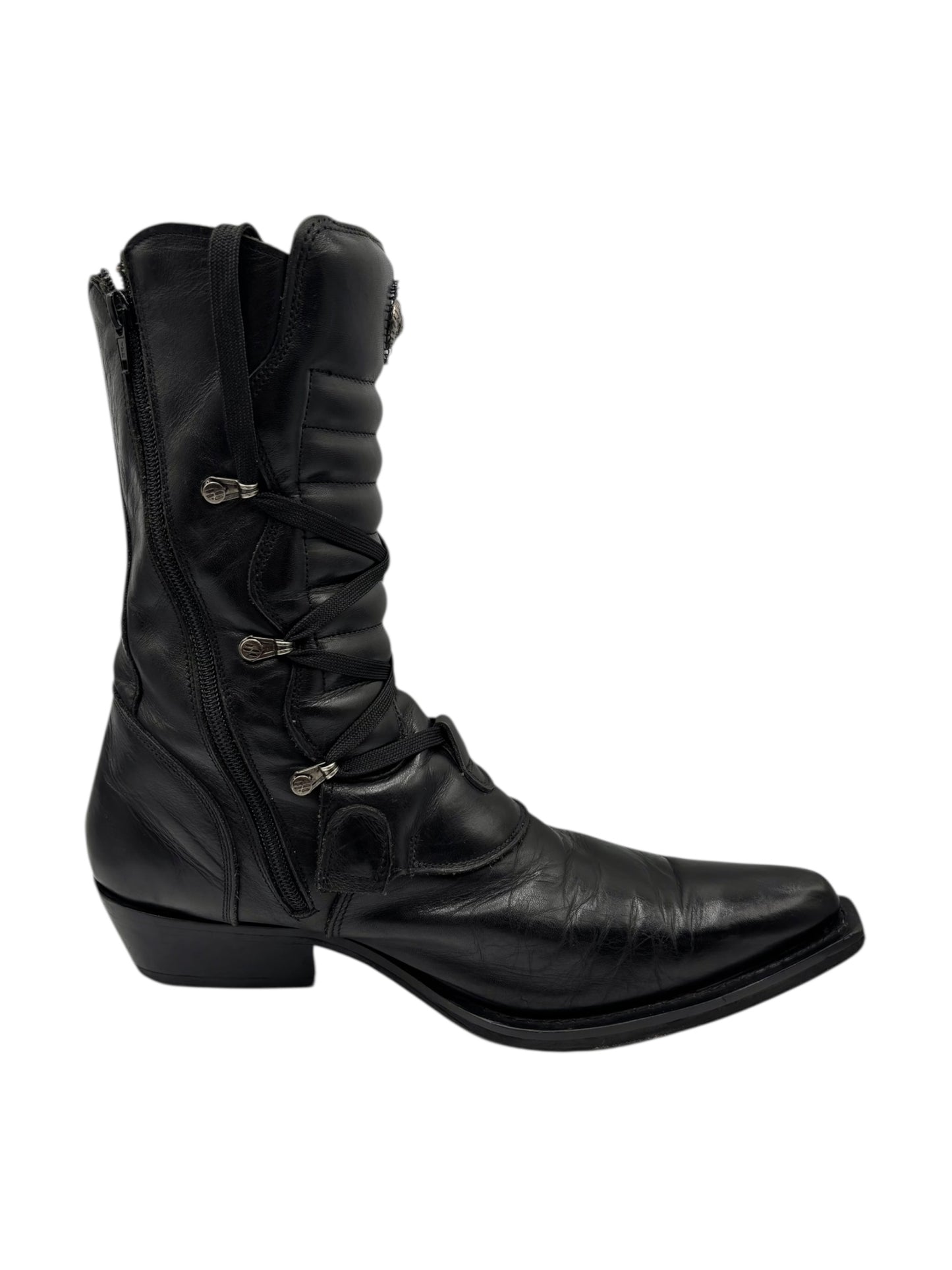 Beautiful vintage New Rock black leather cowboy boots size 44