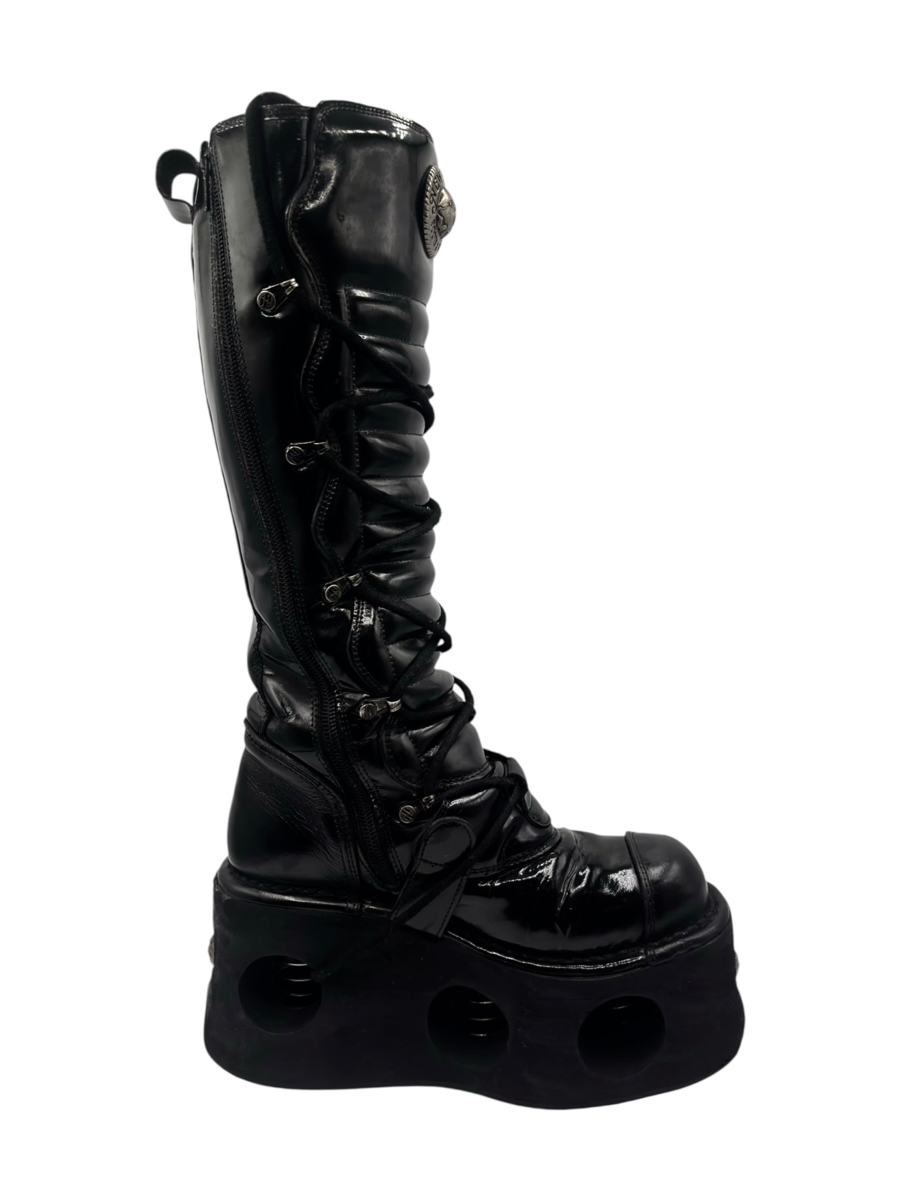 Vintage New Rock knee high neptuno leather boots size 38