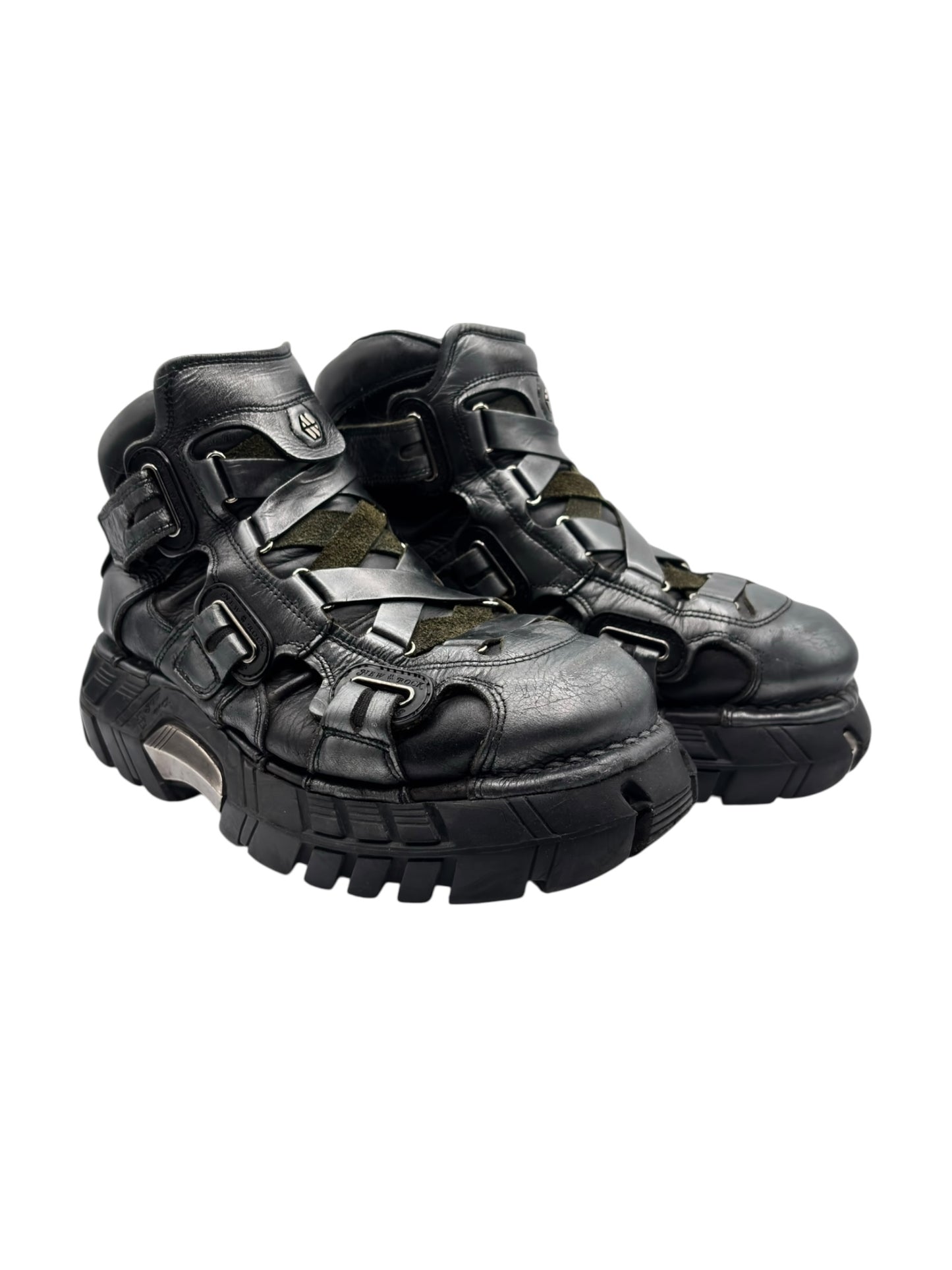 Vintage New Rock grey trailer platform boots size 45