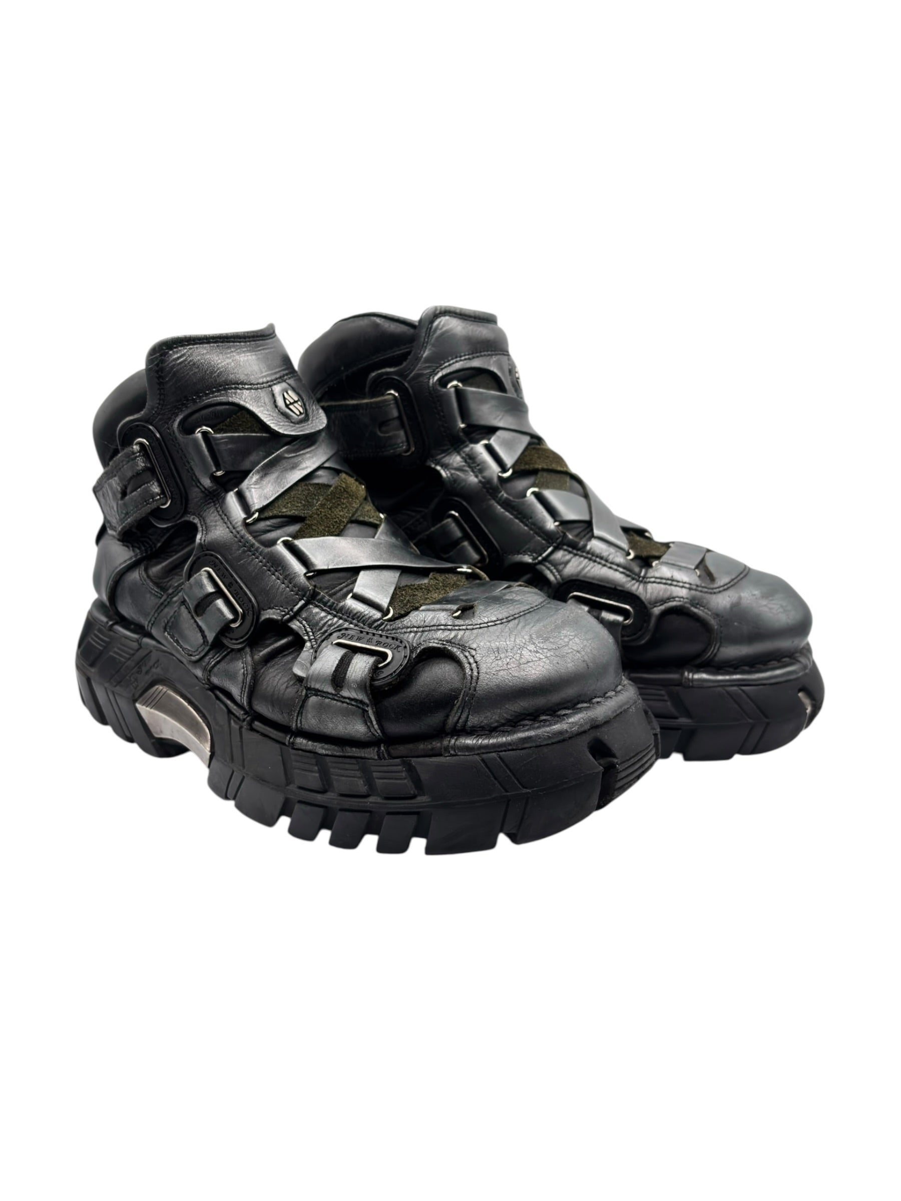 Vintage New Rock grey trailer platform boots size 45