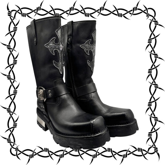 Vintage New Rock leather biker boots size 44