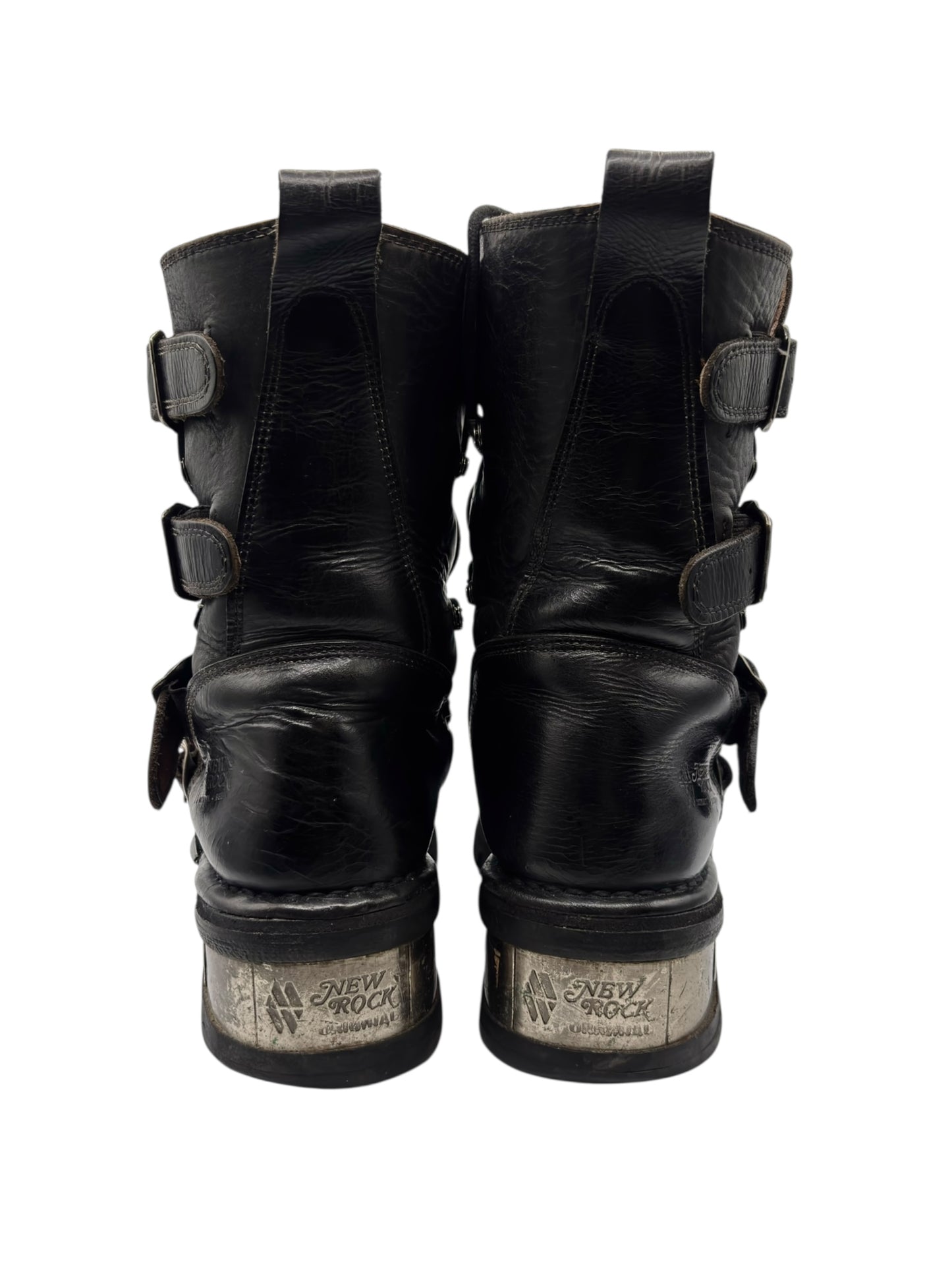 Vintage New Rock leather mid-calf raised heel boots size 41