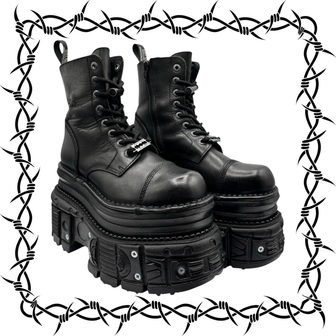 New Rock mega platform techno leather boots size 38