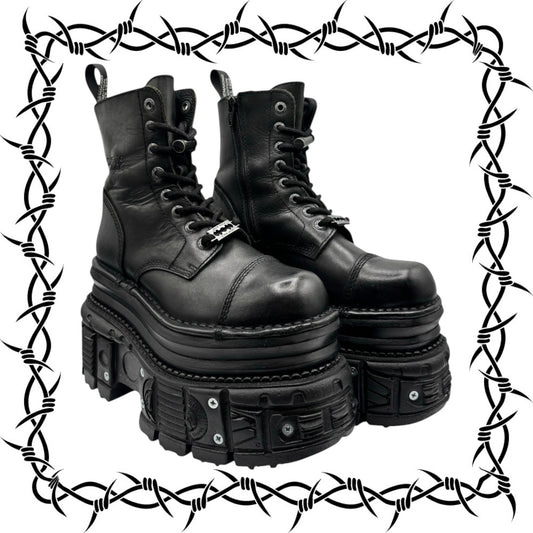 New Rock mega platform techno leather boots size 38