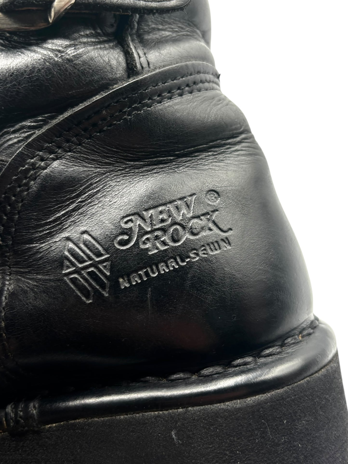 Vintage 90s New Rock mid-calf leather Neptuno platform boots size 40