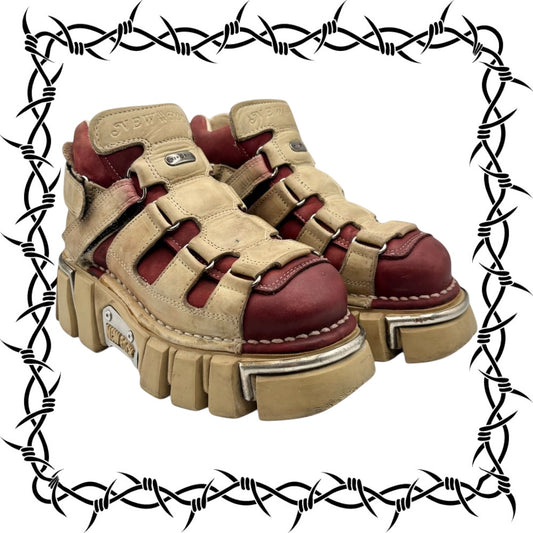 Vintage New Rock beige/red platform boots size 36
