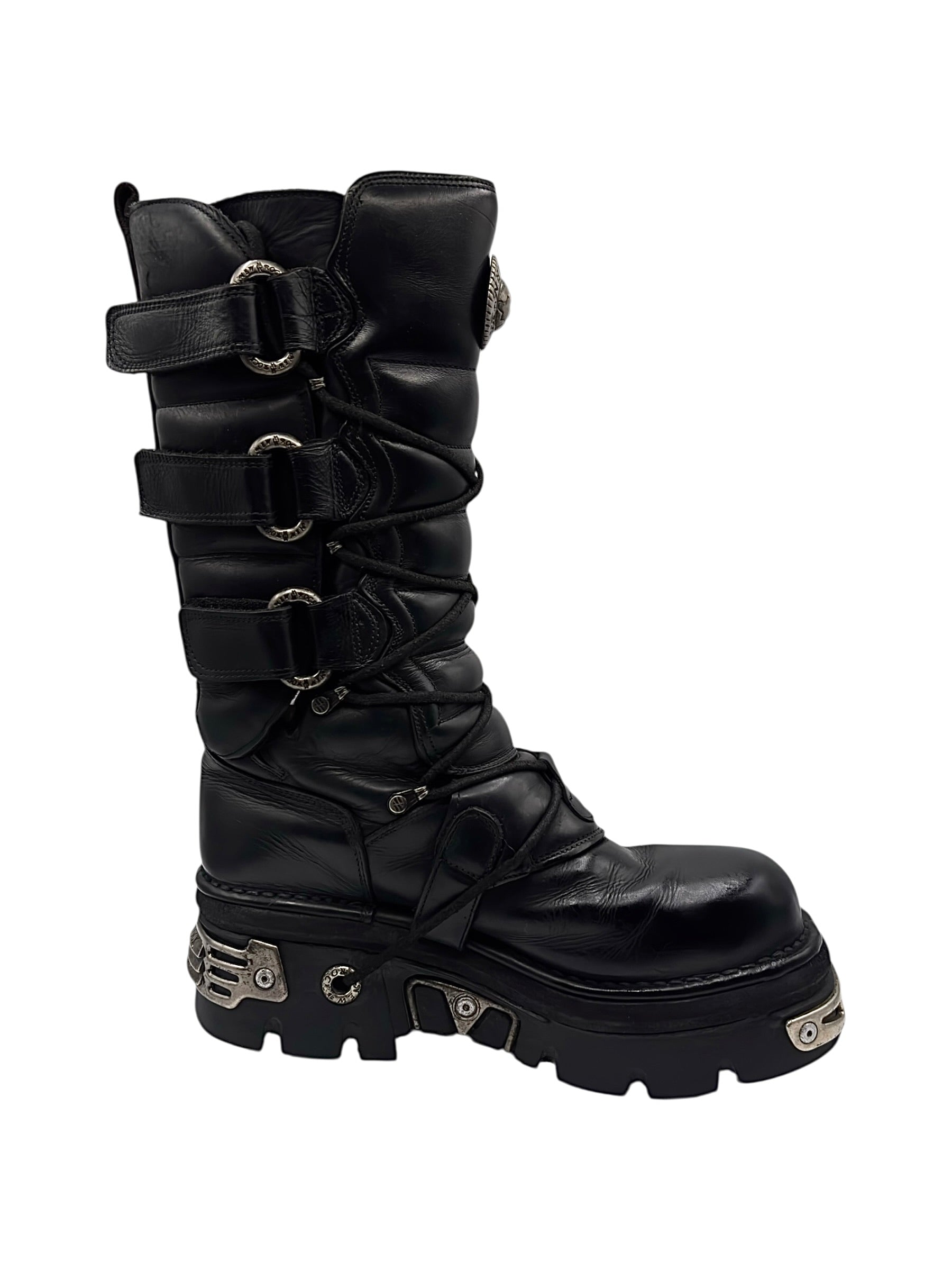 Vintage New Rock knee high reactor leather boots size 44