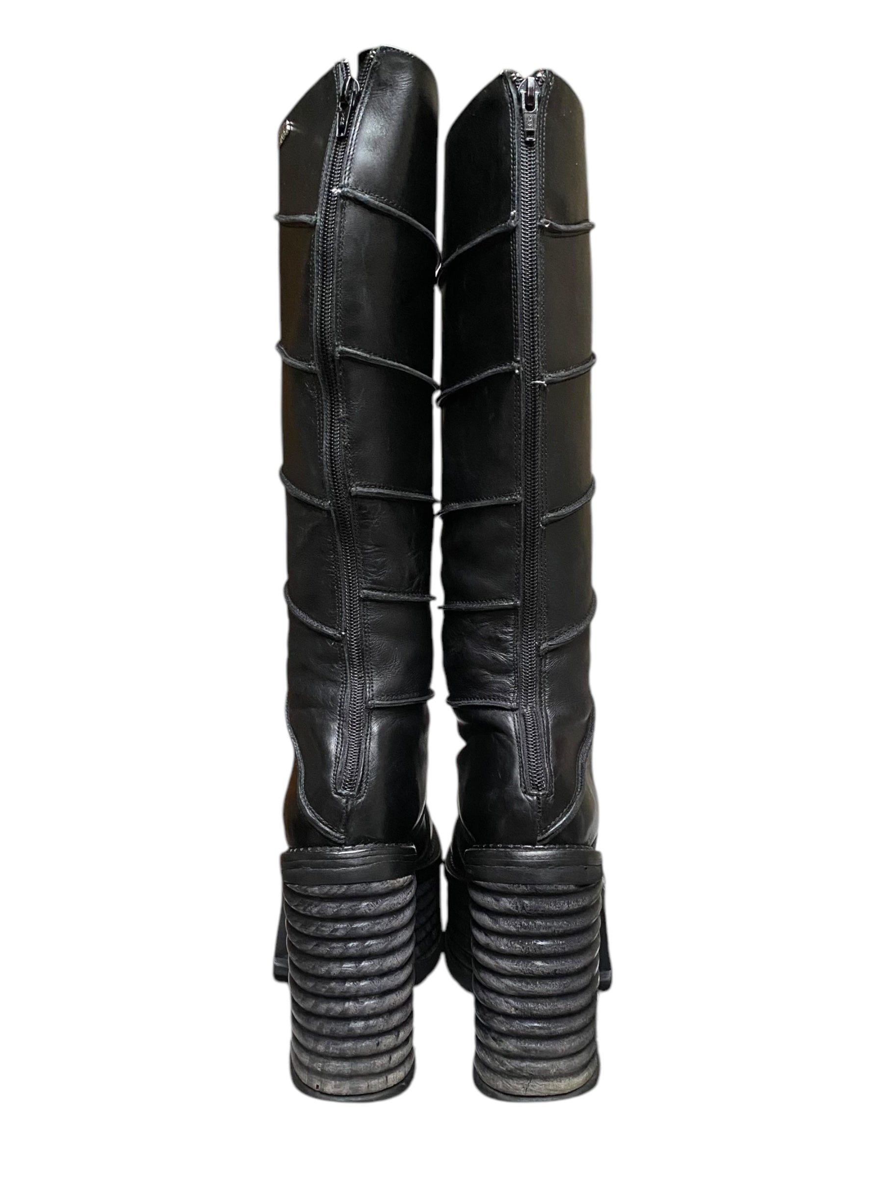 Vintage El Dantes block platform leather boots size 37