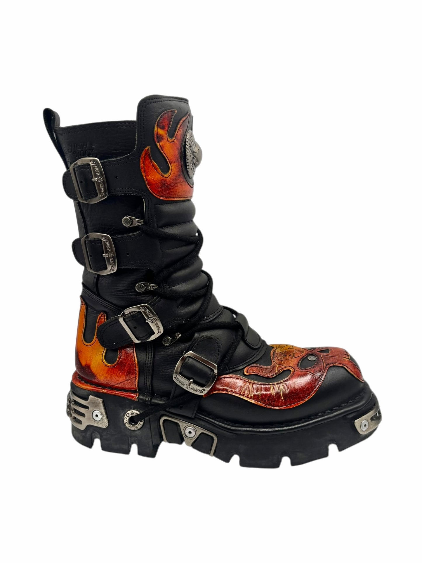 Vintage New Rock mid-calf flame reactor boots size 42