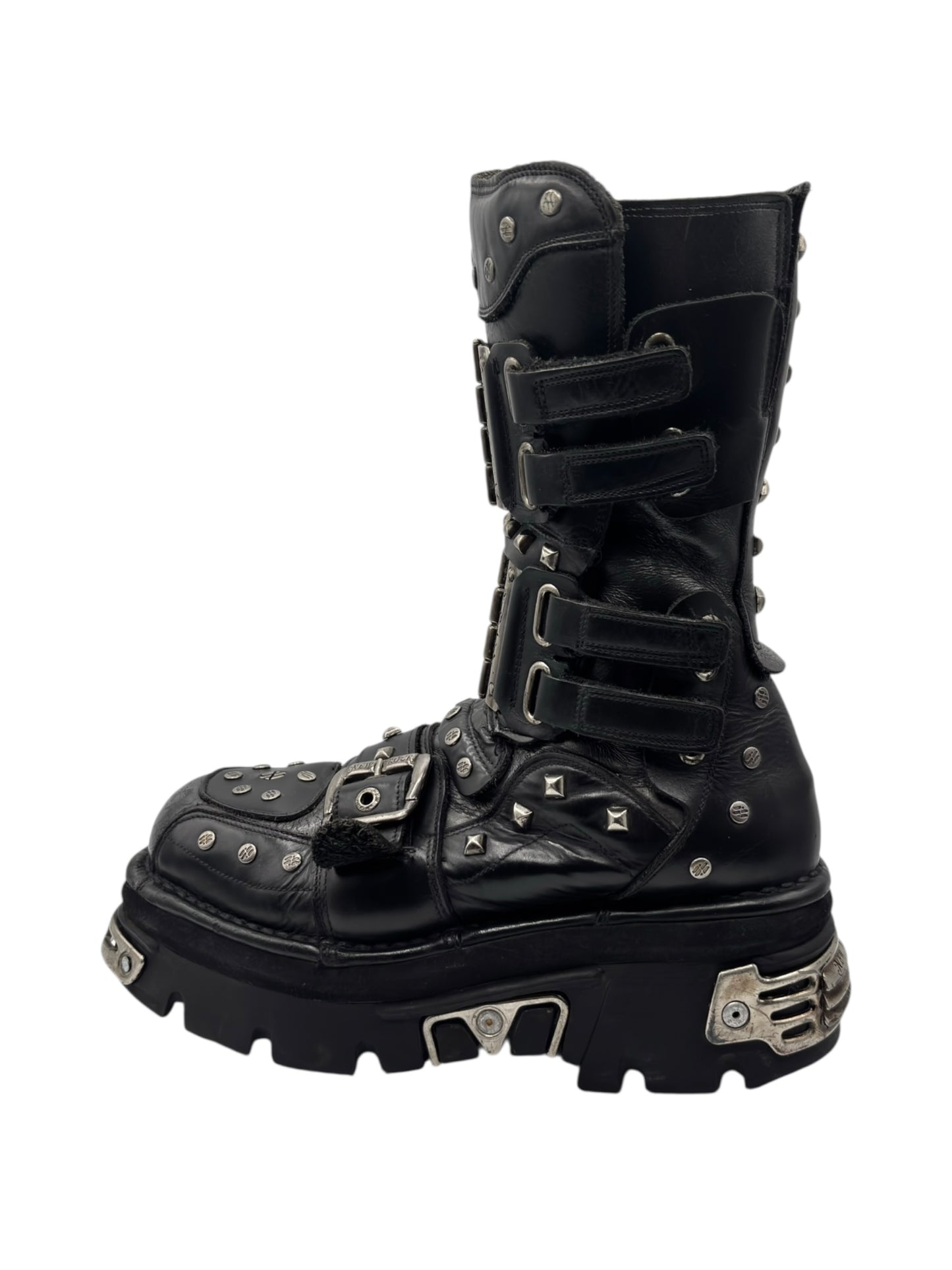 Vintage New Rock studded platform leather boots