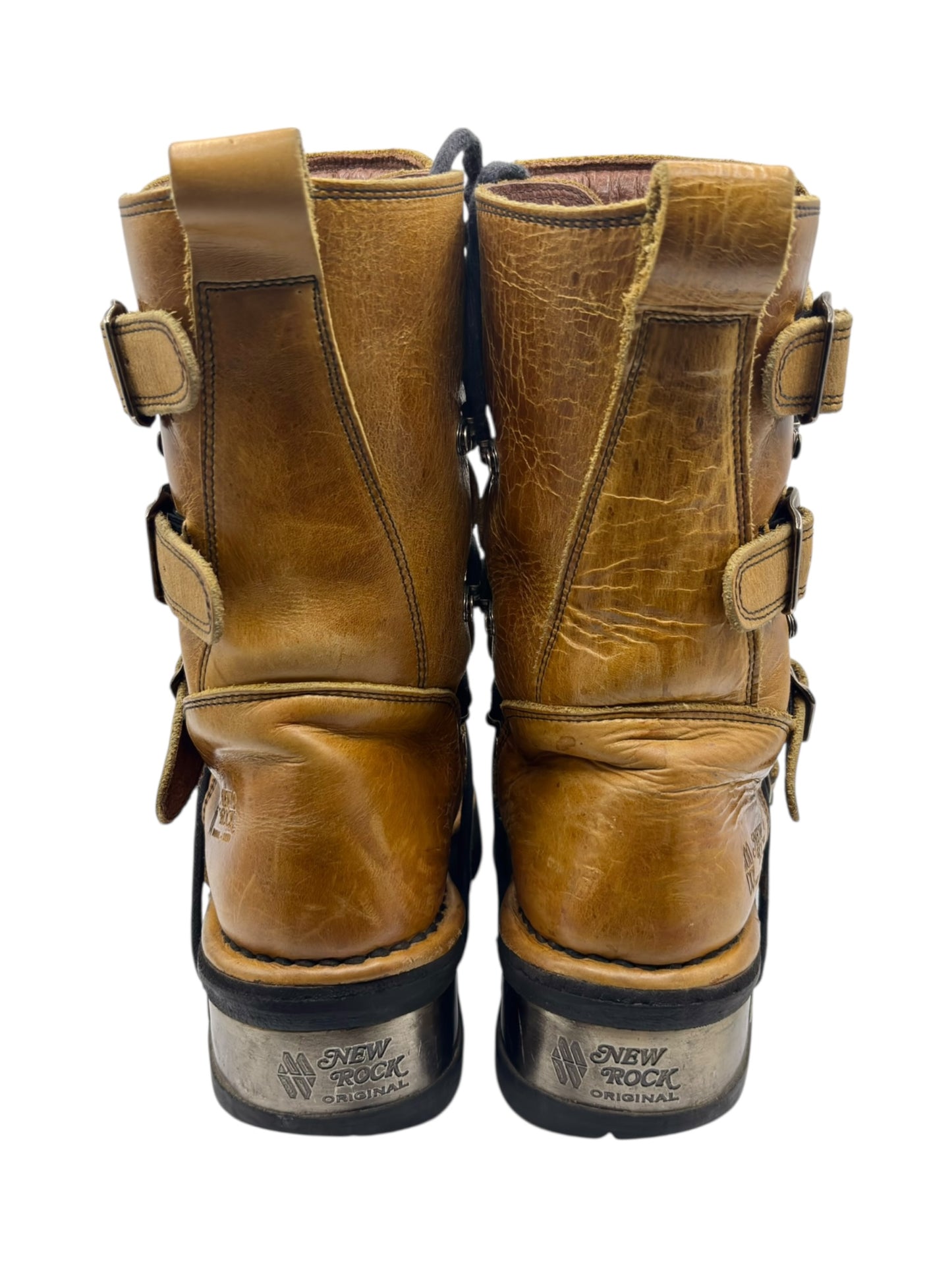 Vintage New Rock yellow raised heel leather boots size 39