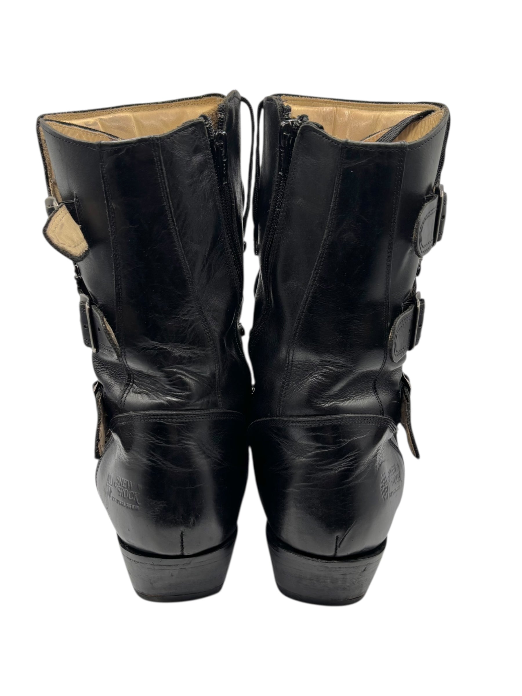 Beautiful vintage New Rock black leather cowboy boots size 44