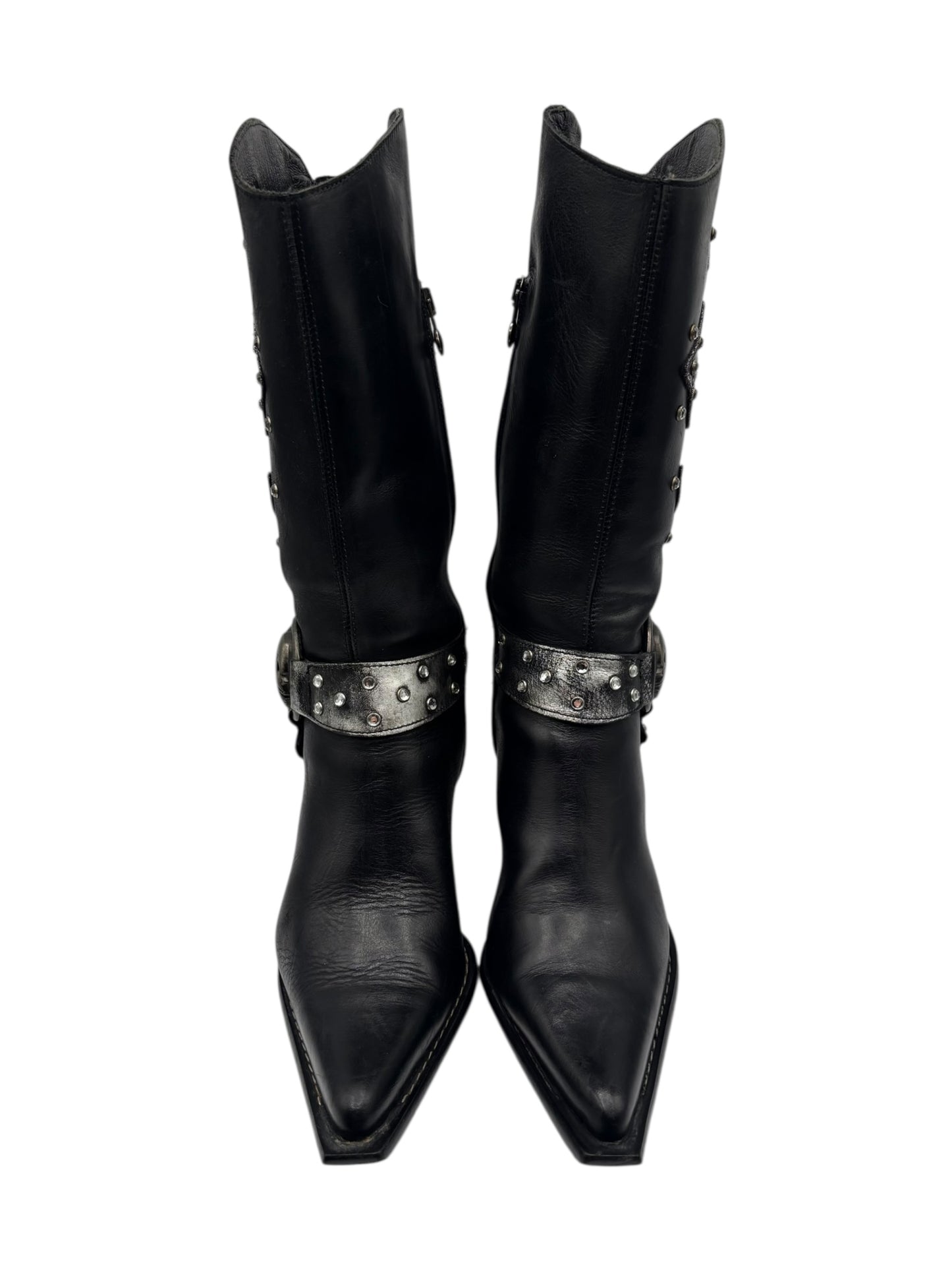 Vintage New Rock grey flame biker heels size 42