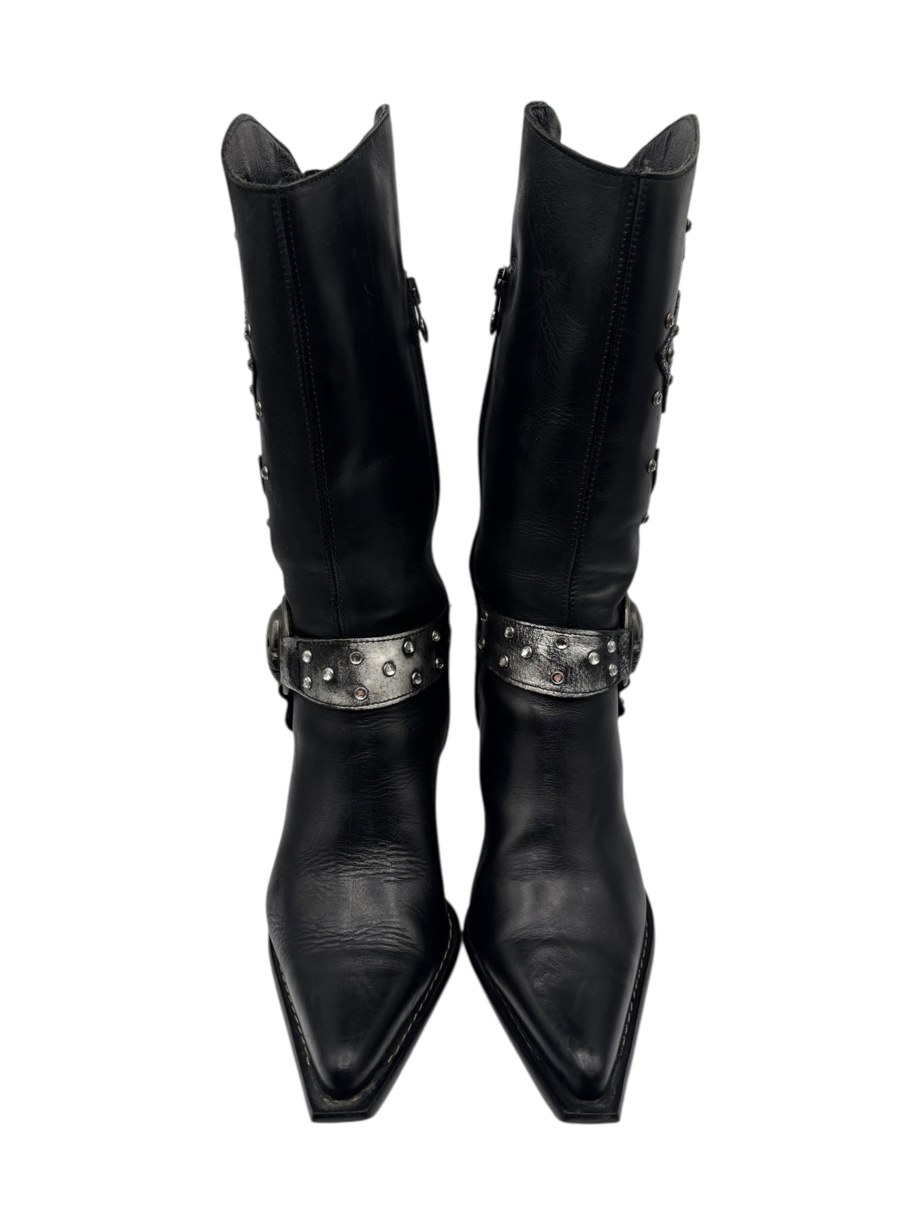 Vintage New Rock grey flame biker heels size 42