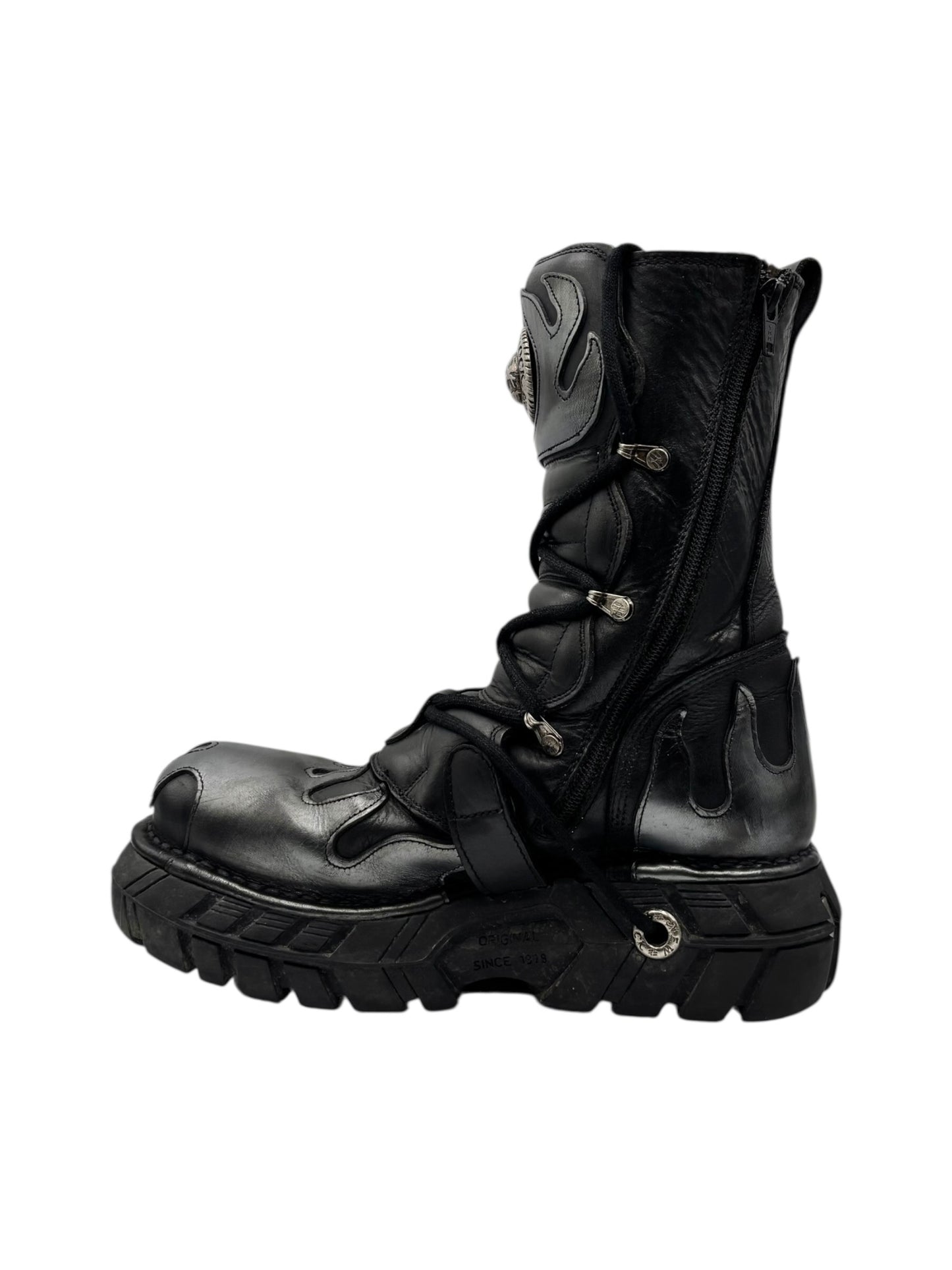 Vintage New Rock grey flame trailer platform boots size 42