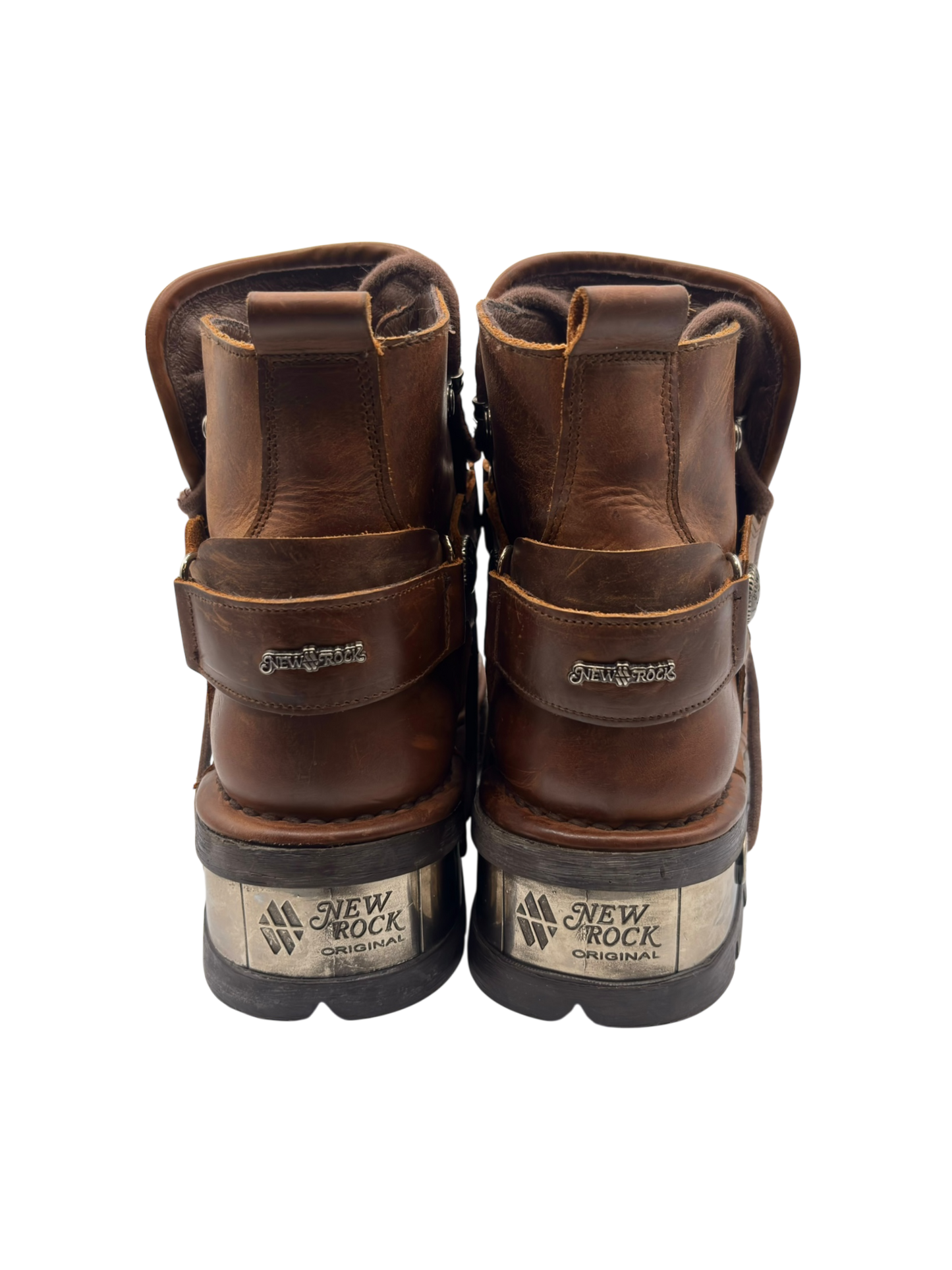 Vintage New Rock brown leather raised-heel ankle boots size 41