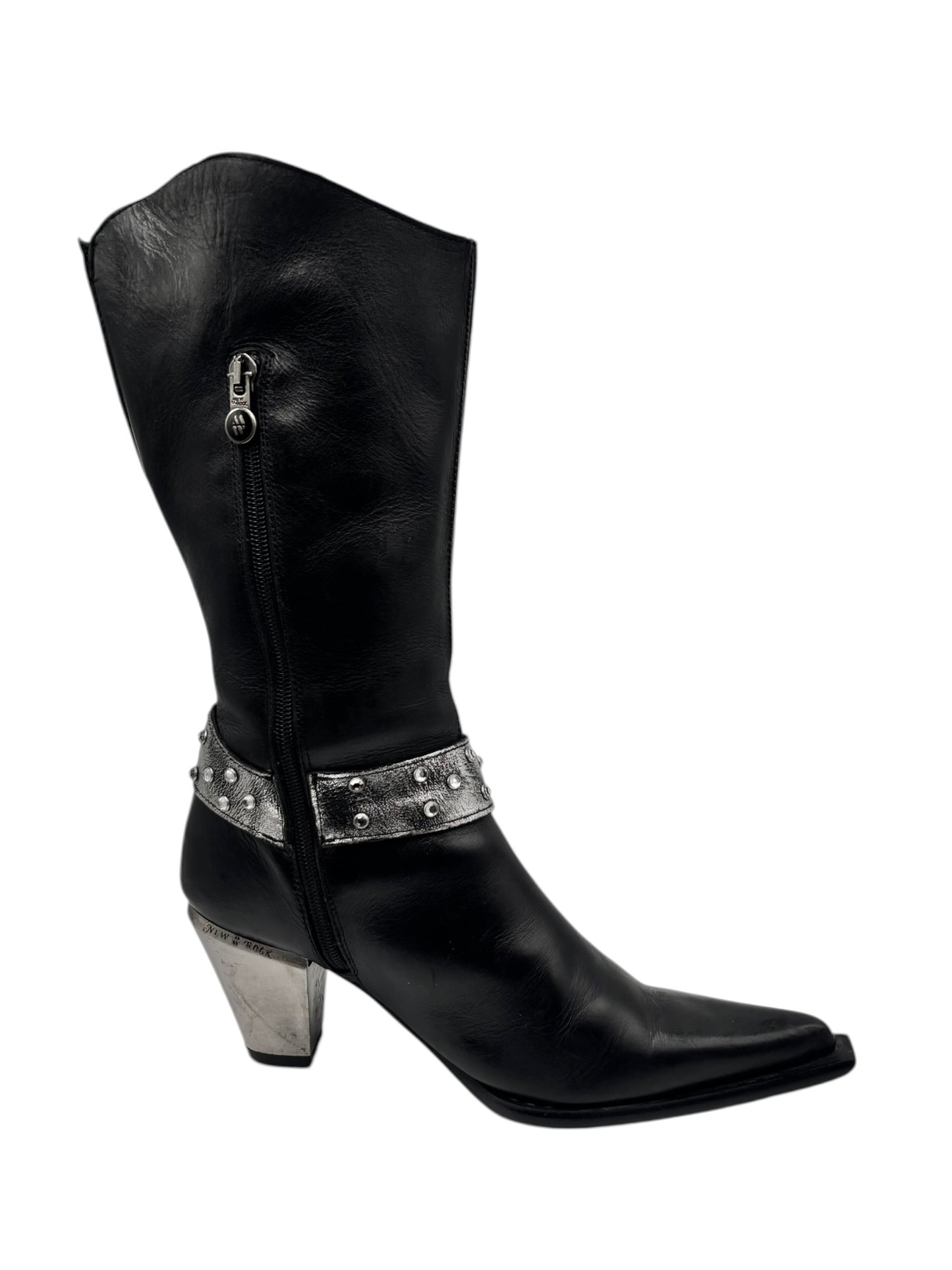 Vintage New Rock grey flame biker heels size 42