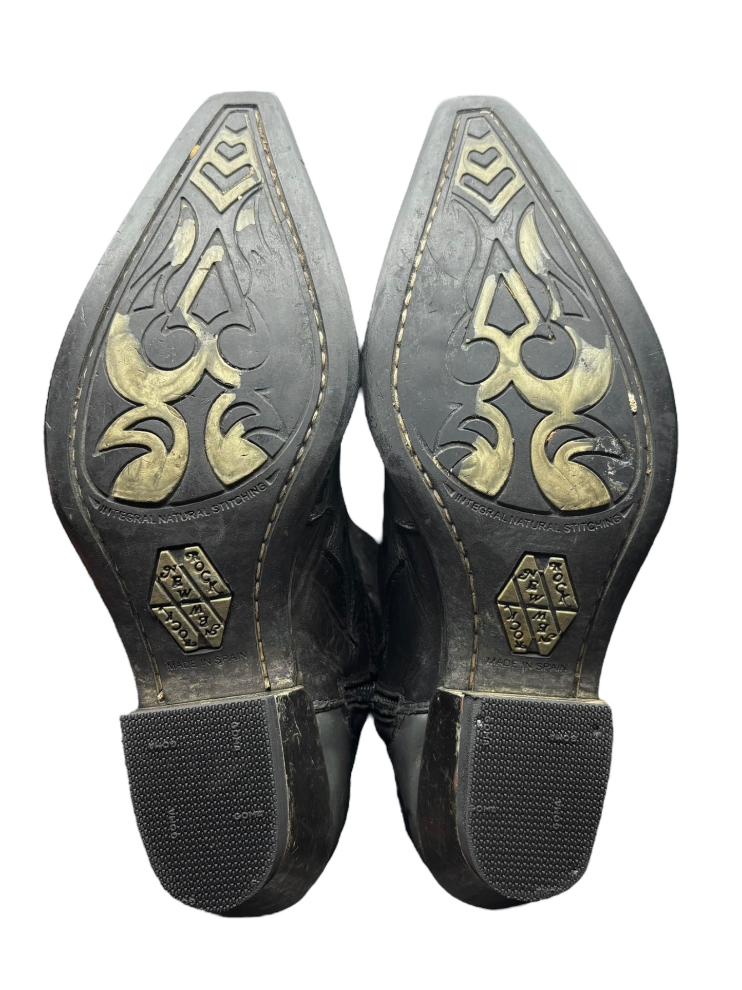 Beautiful vintage New Rock grey flame leather cowboy boots size 42