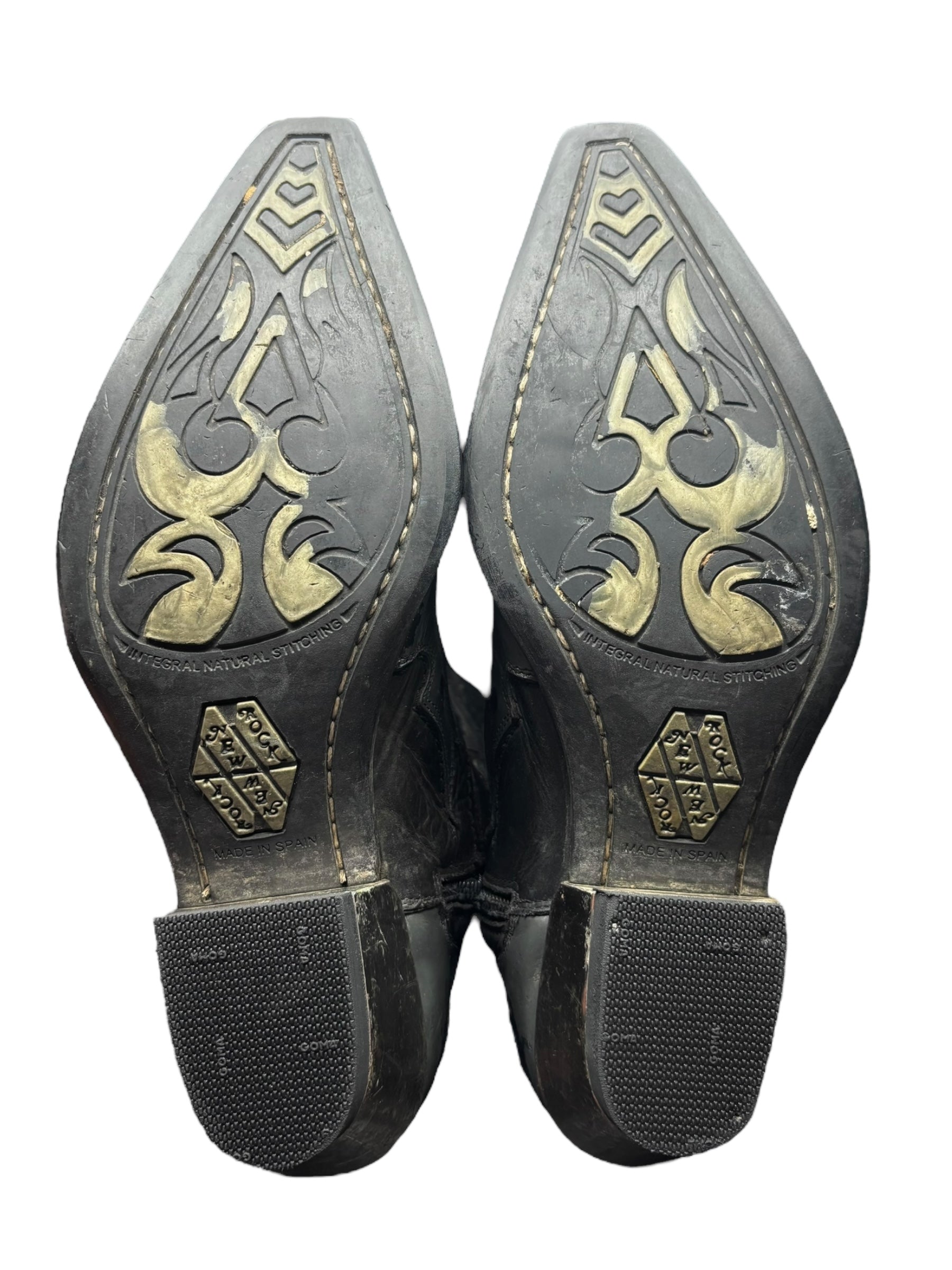 Beautiful vintage New Rock grey flame leather cowboy boots size 42