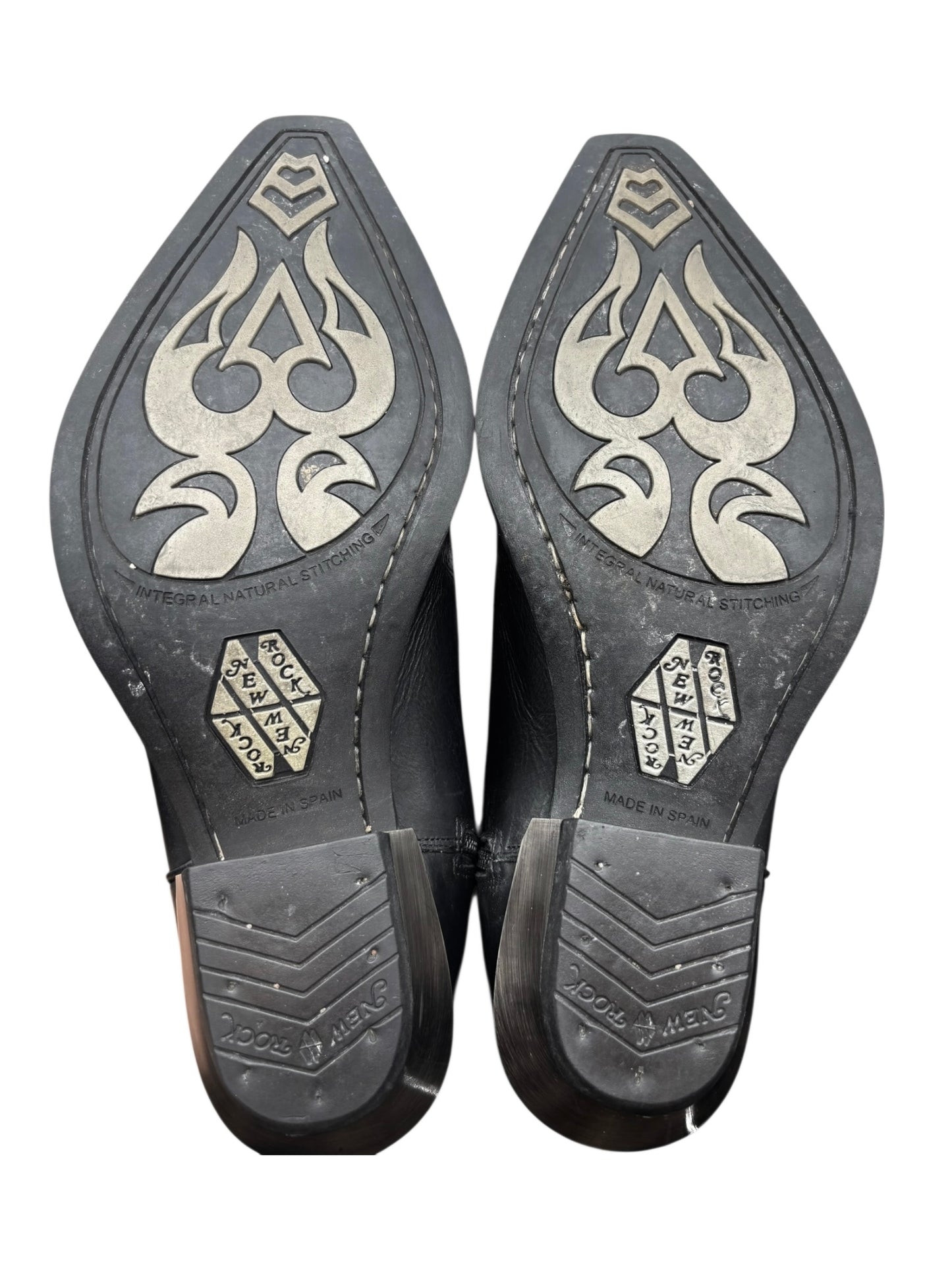 Beautiful vintage New Rock black leather cowboy boots size 44