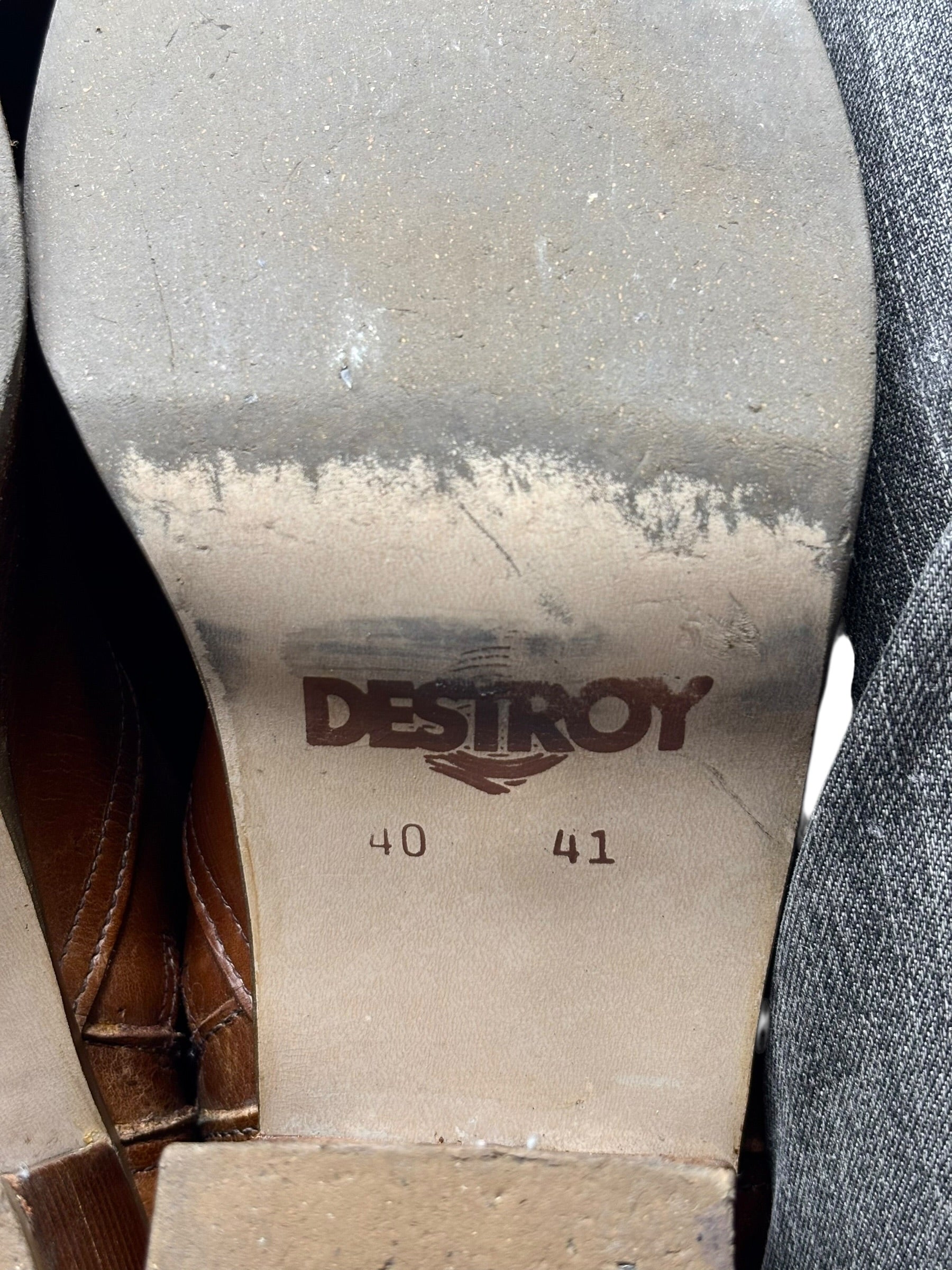 Vintage Destroy knee high block platform leather boots size 40