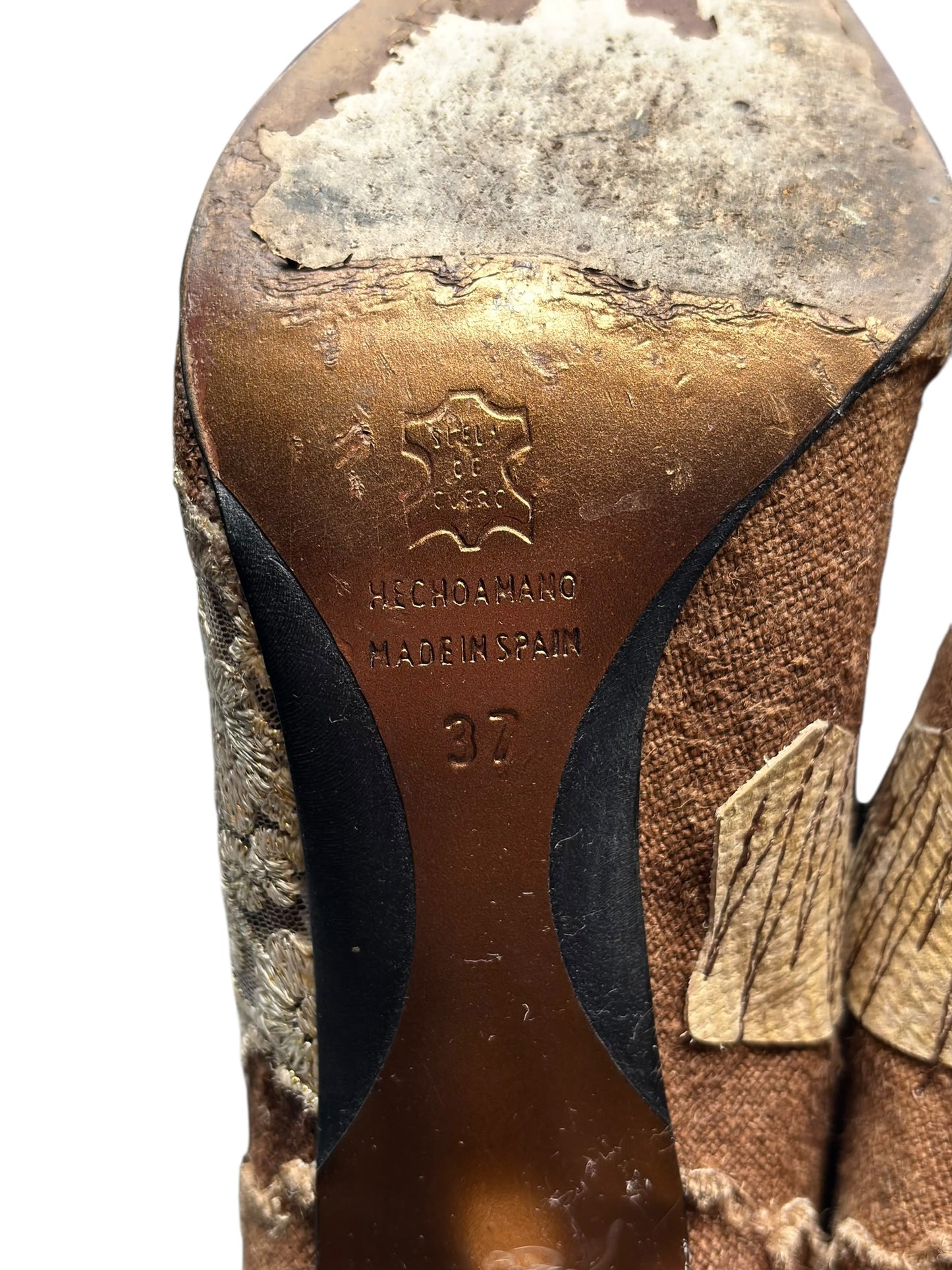 Vintage El Dantes knee high patterned boots size 37