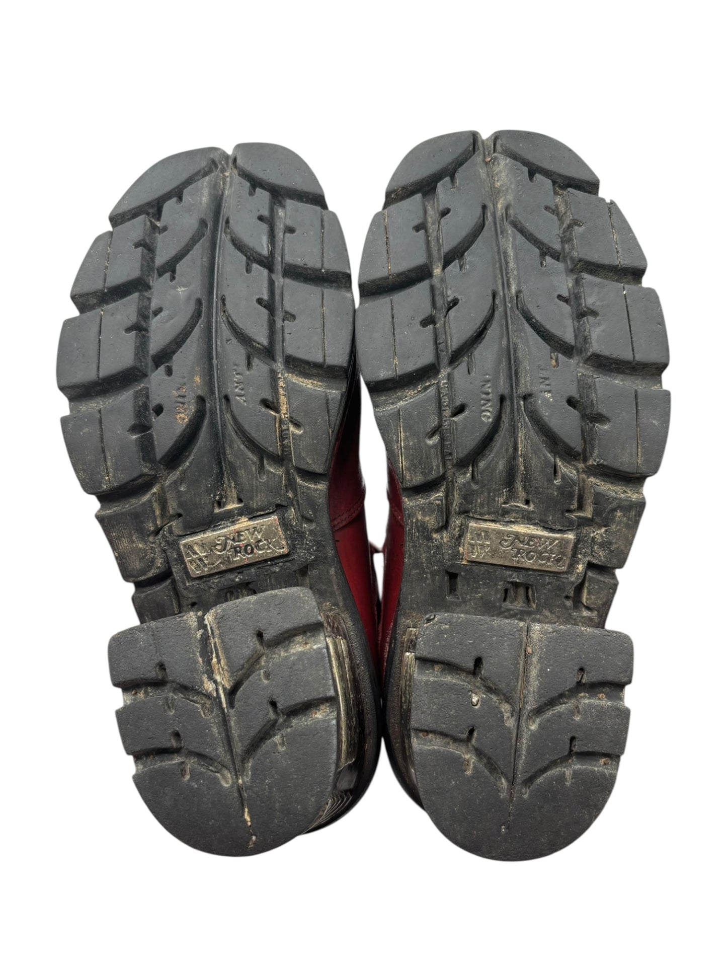 Vintage New Rock brown hand-made leather red heels size 37