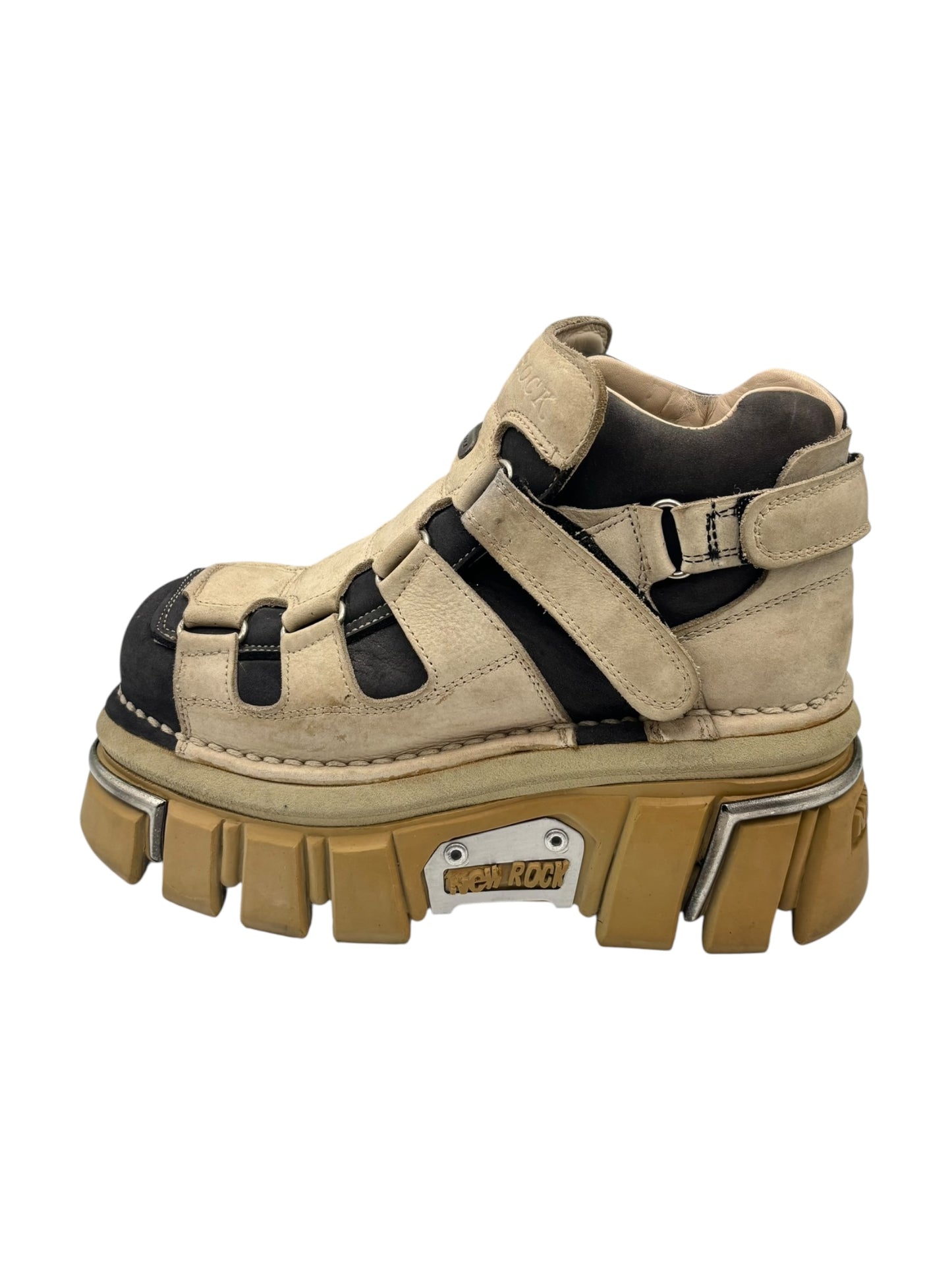 New Rock beige/black platform boots size 38