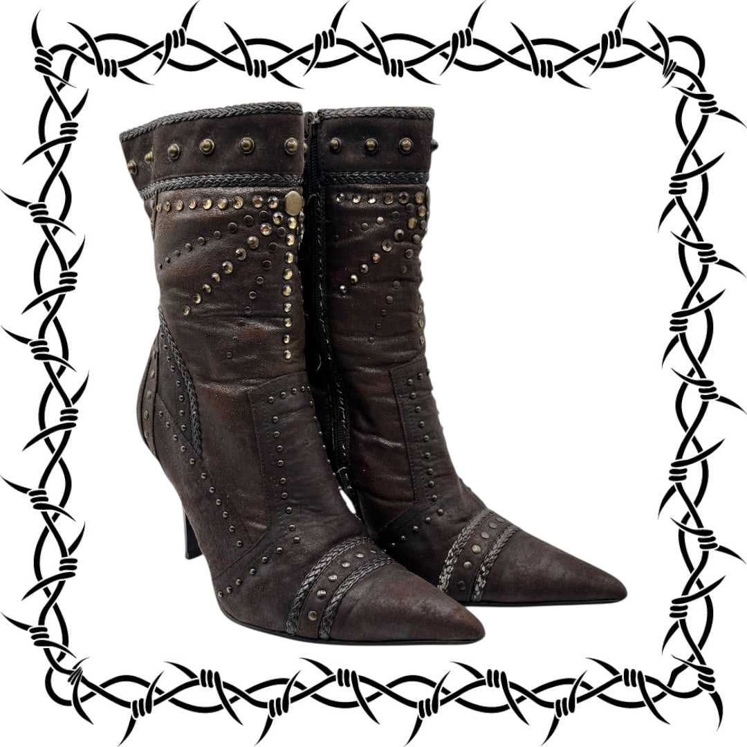 Y2k El Dantes type leather brown heels from brand Dangela size 37