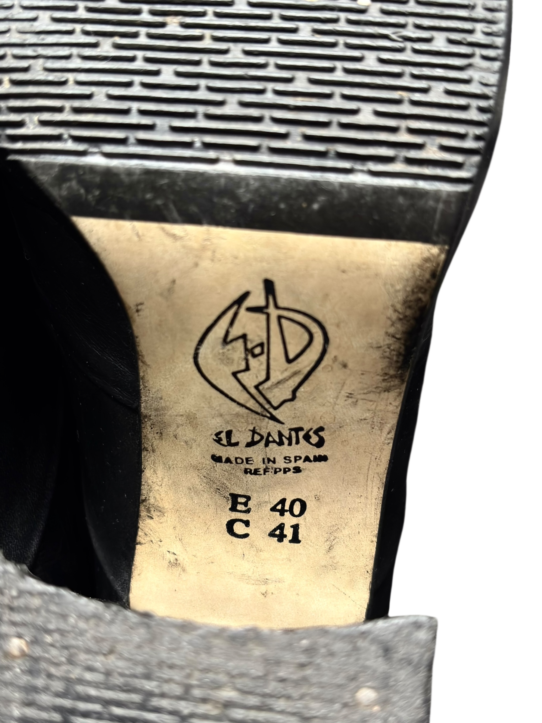 Vintage El Dantes block platform leather heels size 41