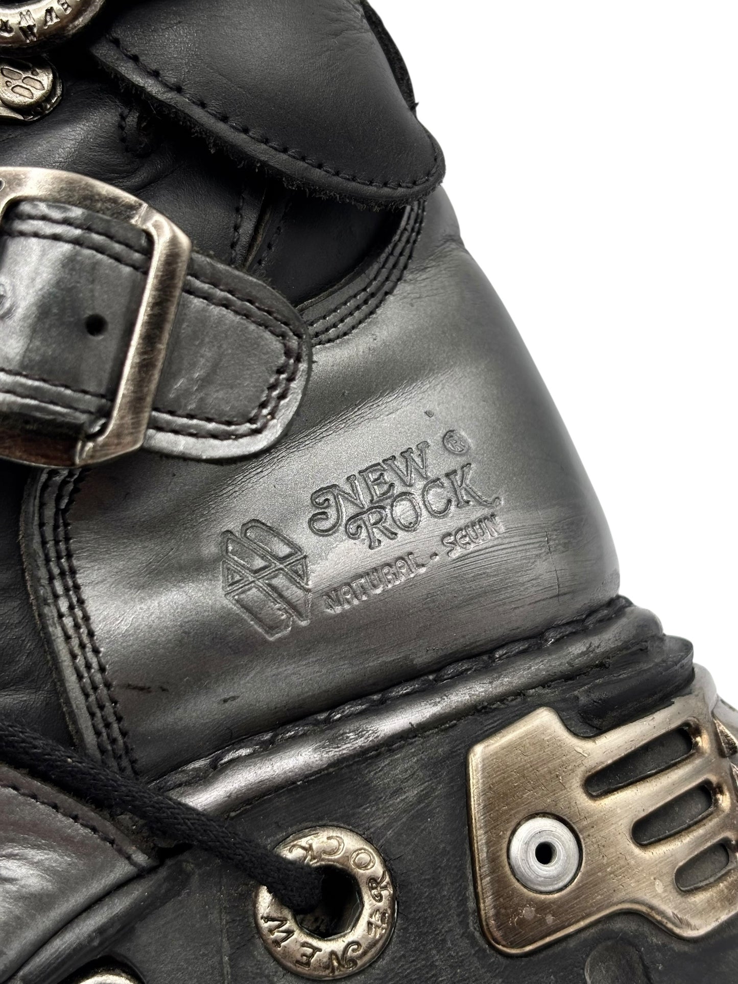 Vintage New Rock grey mid-calf reactor leather boots