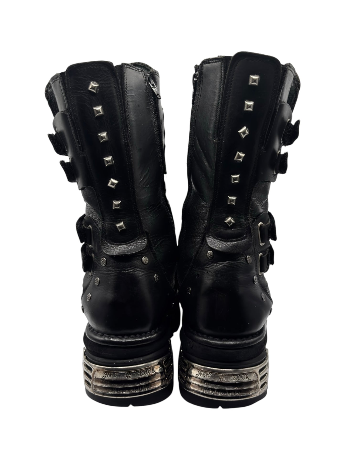 Vintage New Rock studded platform leather boots
