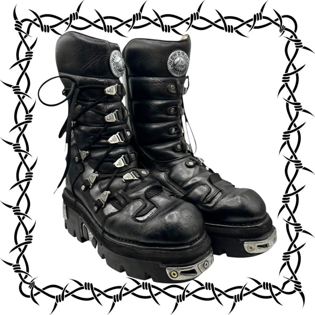 Vintage New Rock lace up reactor boots size 44