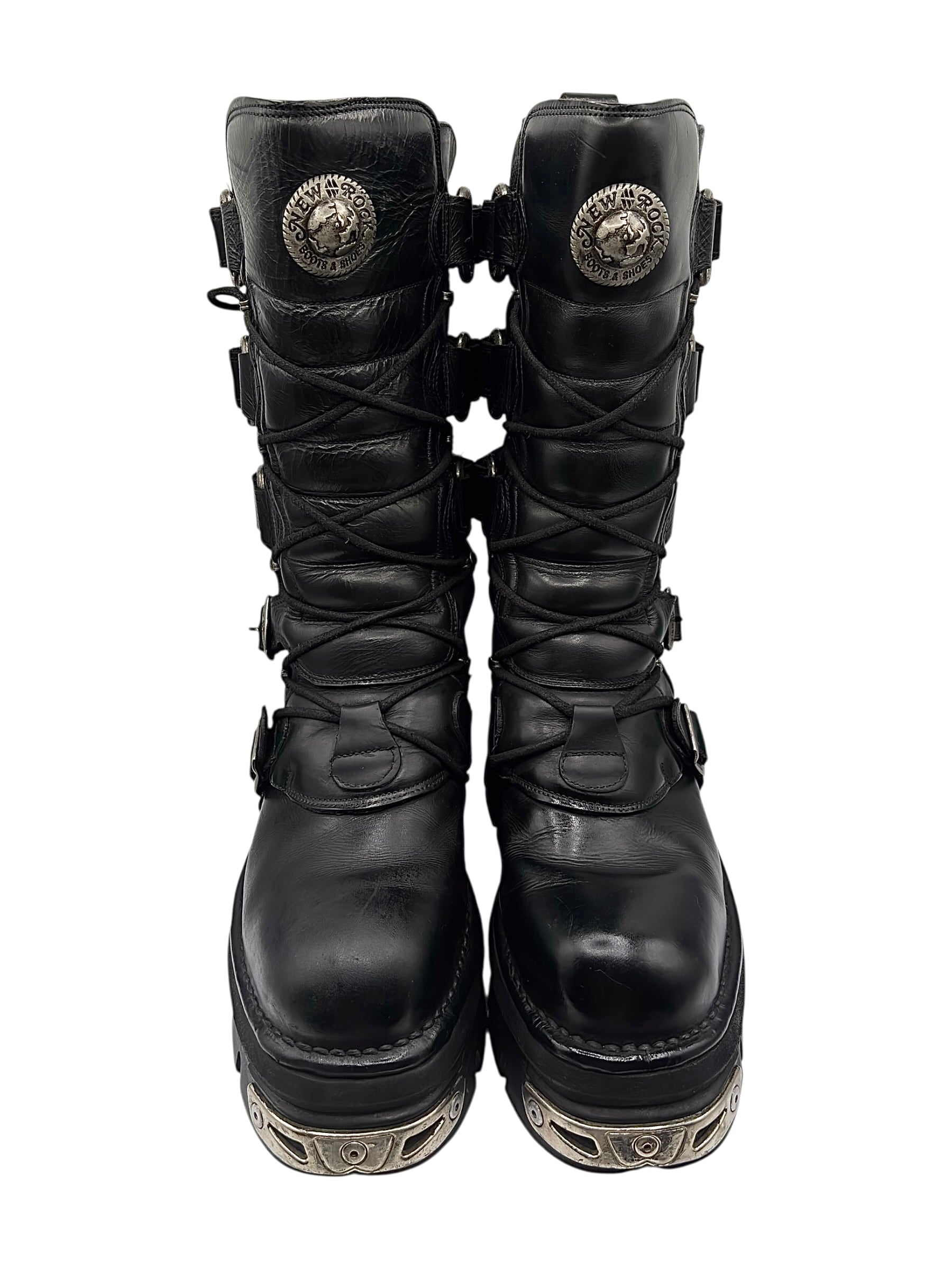 Vintage New Rock knee high reactor leather boots size 44